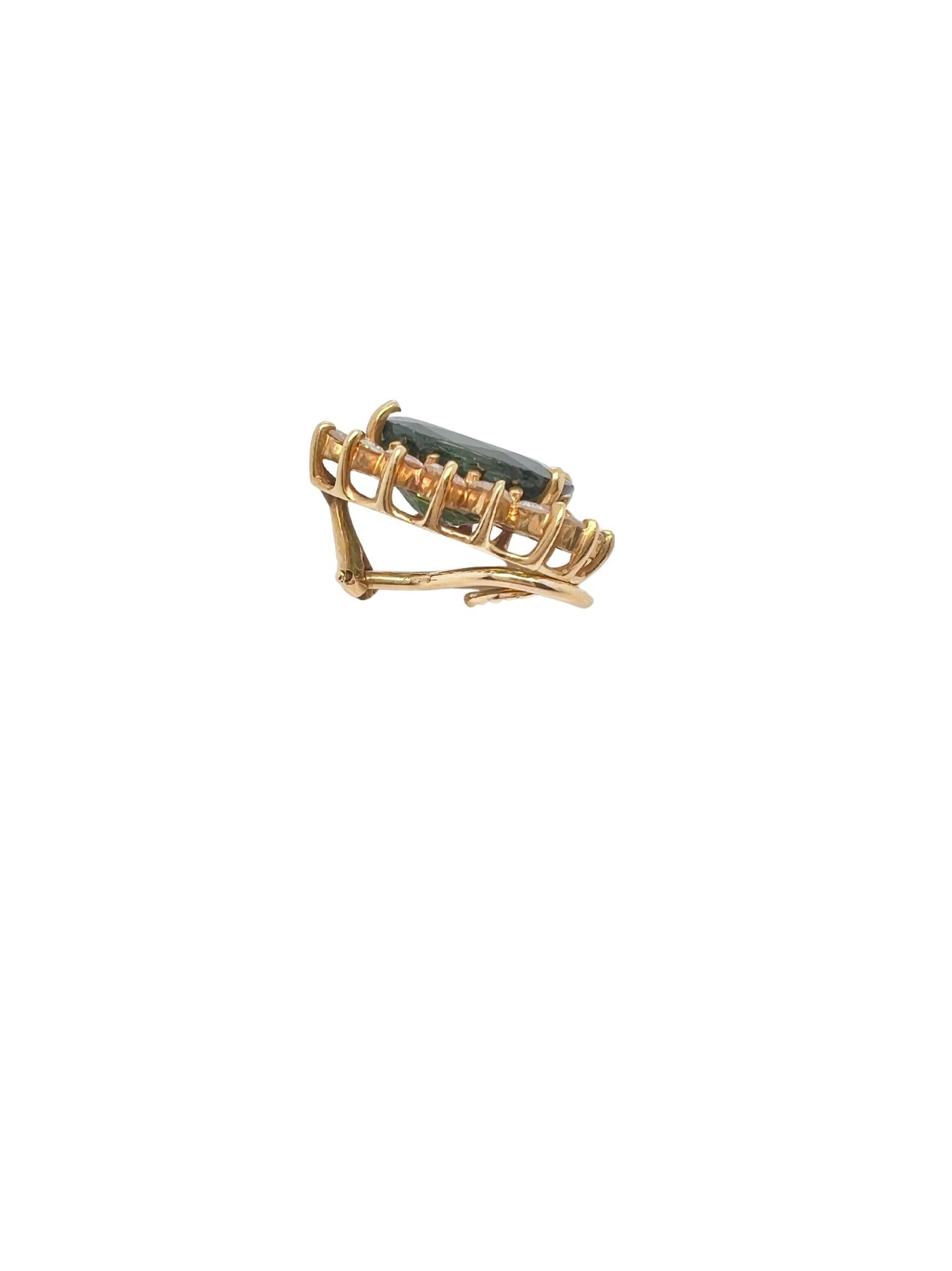Pair of 14k Gold, Sapphire and Diamond Earrings Earclips