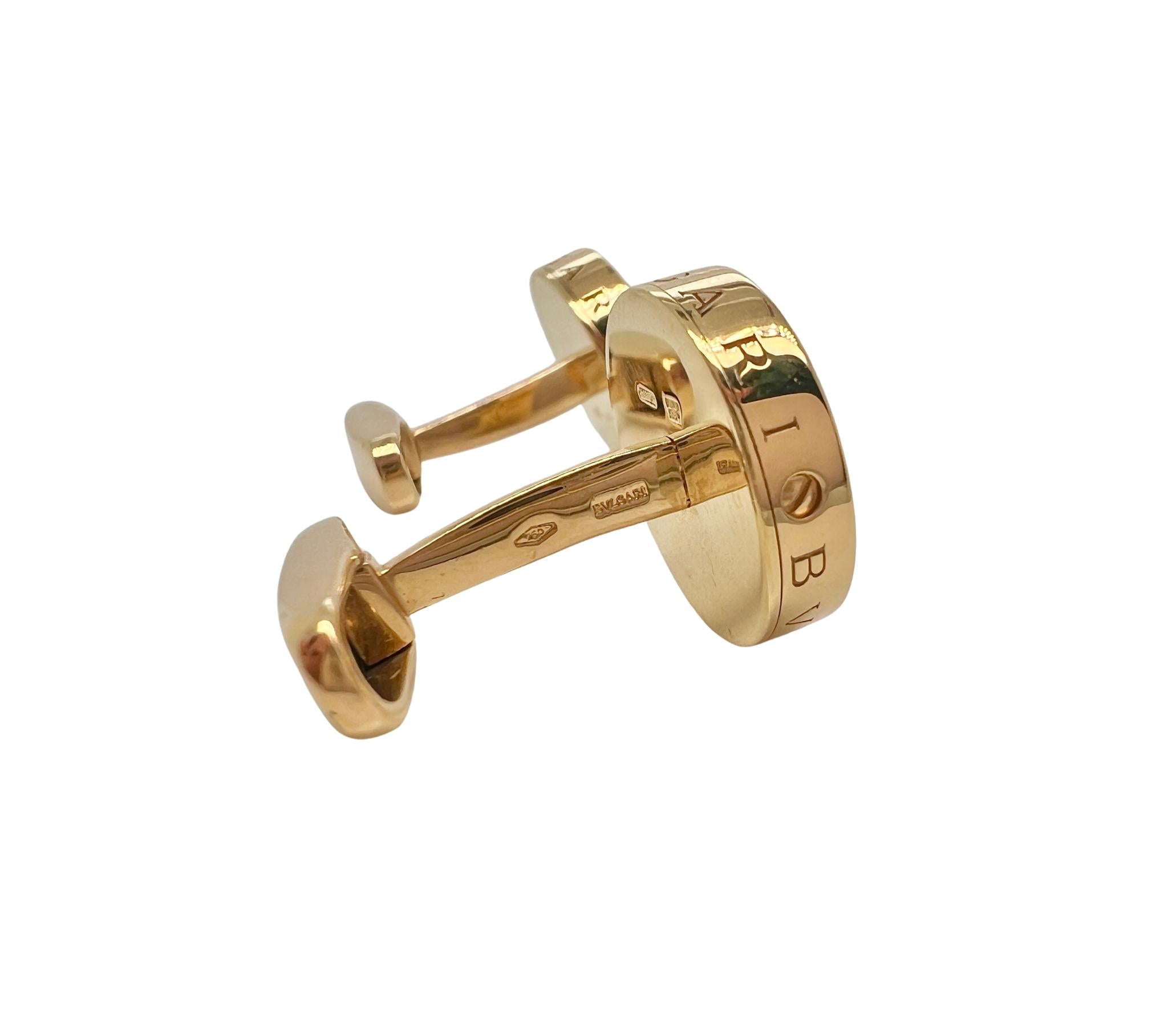 Bvlgari 18K Yellow Gold Mother of Pearl Cufflinks