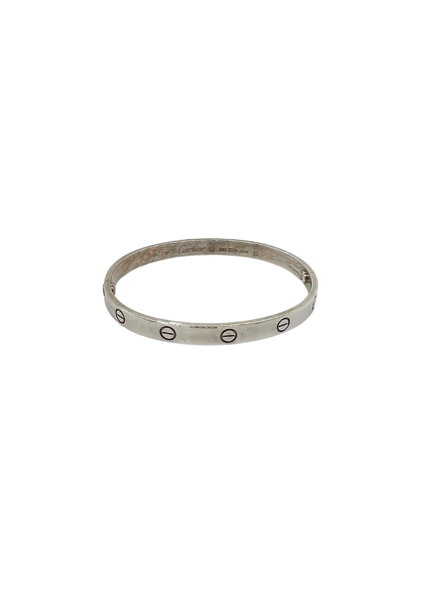 Cartier 18k White Gold Love Bangle Bracelet