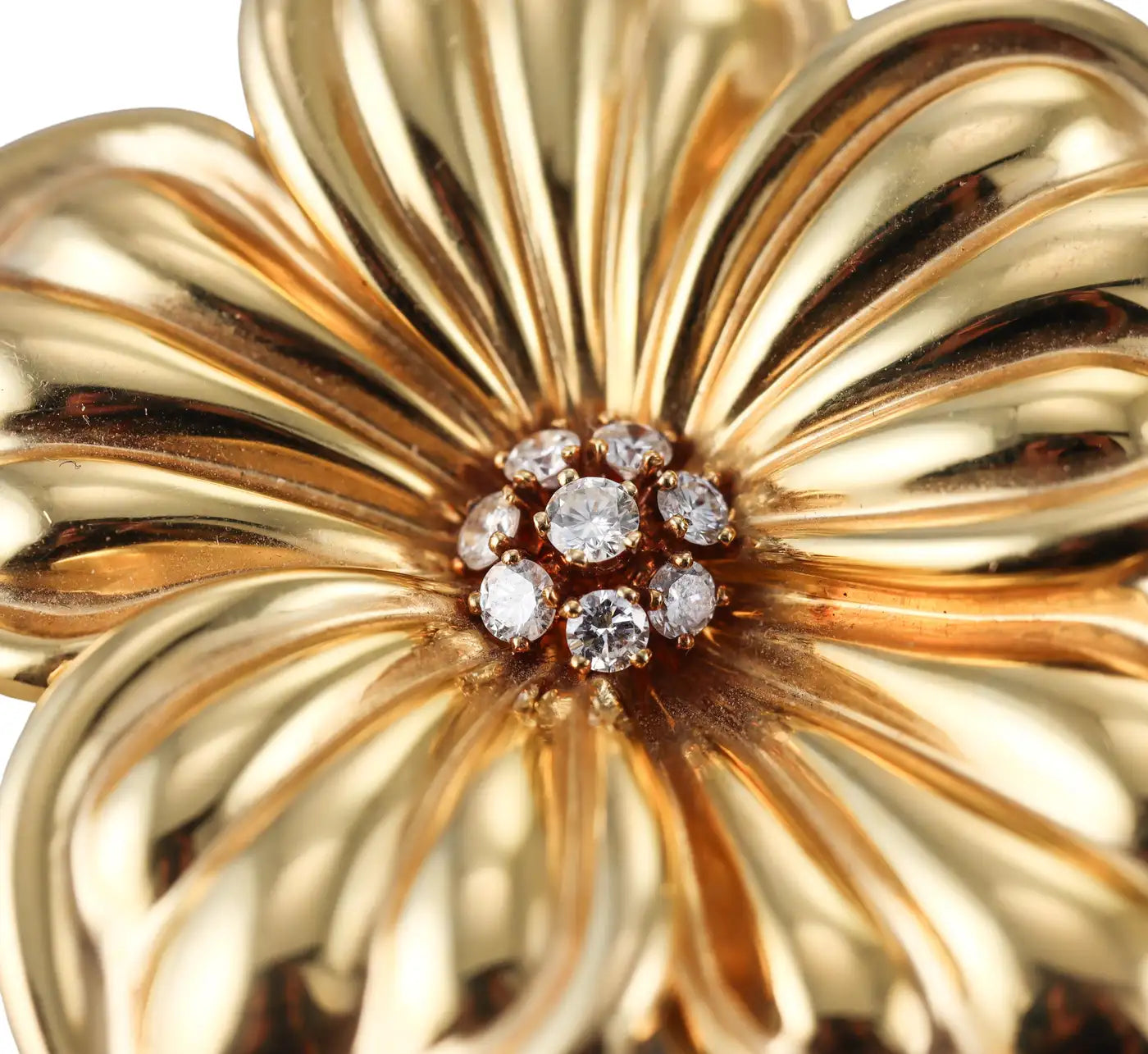 Van Cleef & Arpels Yellow Gold Diamond Large Flower Brooch