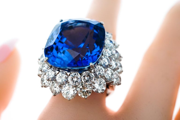 46.31 Carat AGL Ceylon Sapphire Diamond Ring