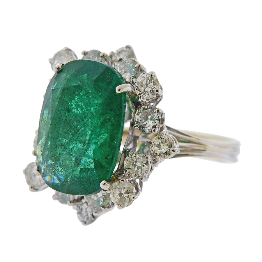 10 Carat Zambian Emerald and Diamond Cocktail Ring