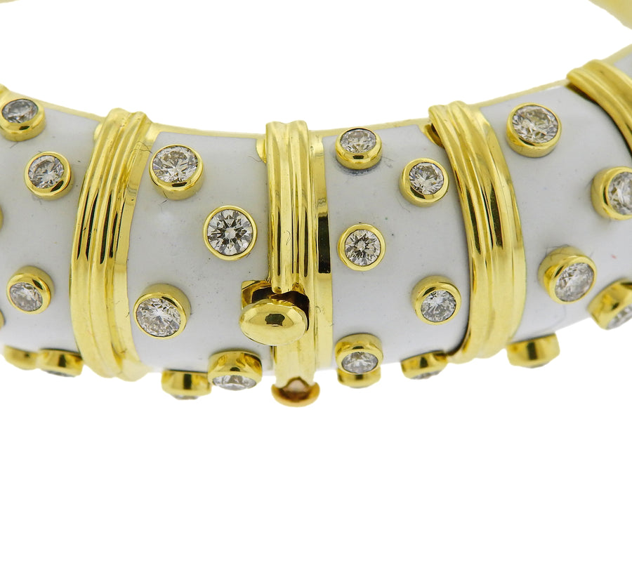 Tiffany & Co Schlumberger Diamond White Enamel Bracelet