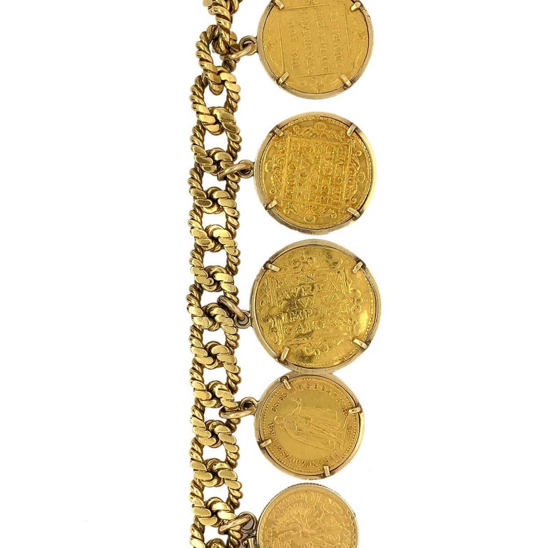 Solid gold coin online bracelet