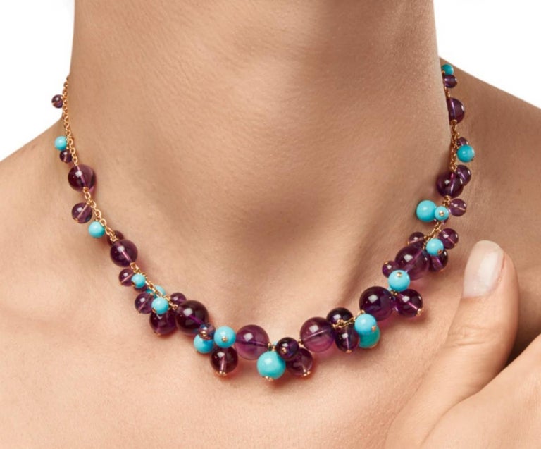 Cartier, France Turquoise, Amethyst and Diamond Necklace