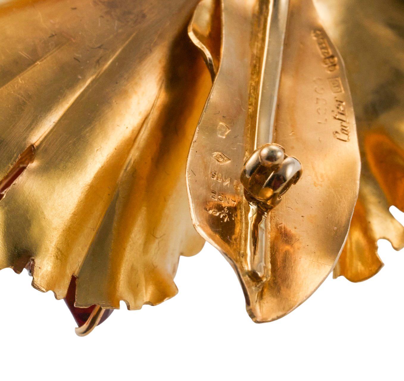 Cartier Citrine Diamond Gold Orchid Flower Brooch
