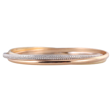 Cartier Trinity Diamond Tri Color Gold Bangle Bracelet