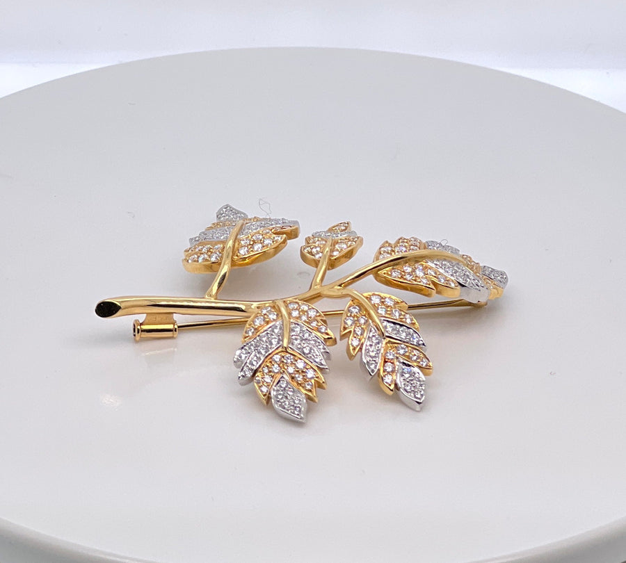 Tiffany & Co., Schlumberger Two-Color Gold and Diamond 'Five Leaves' Brooch
