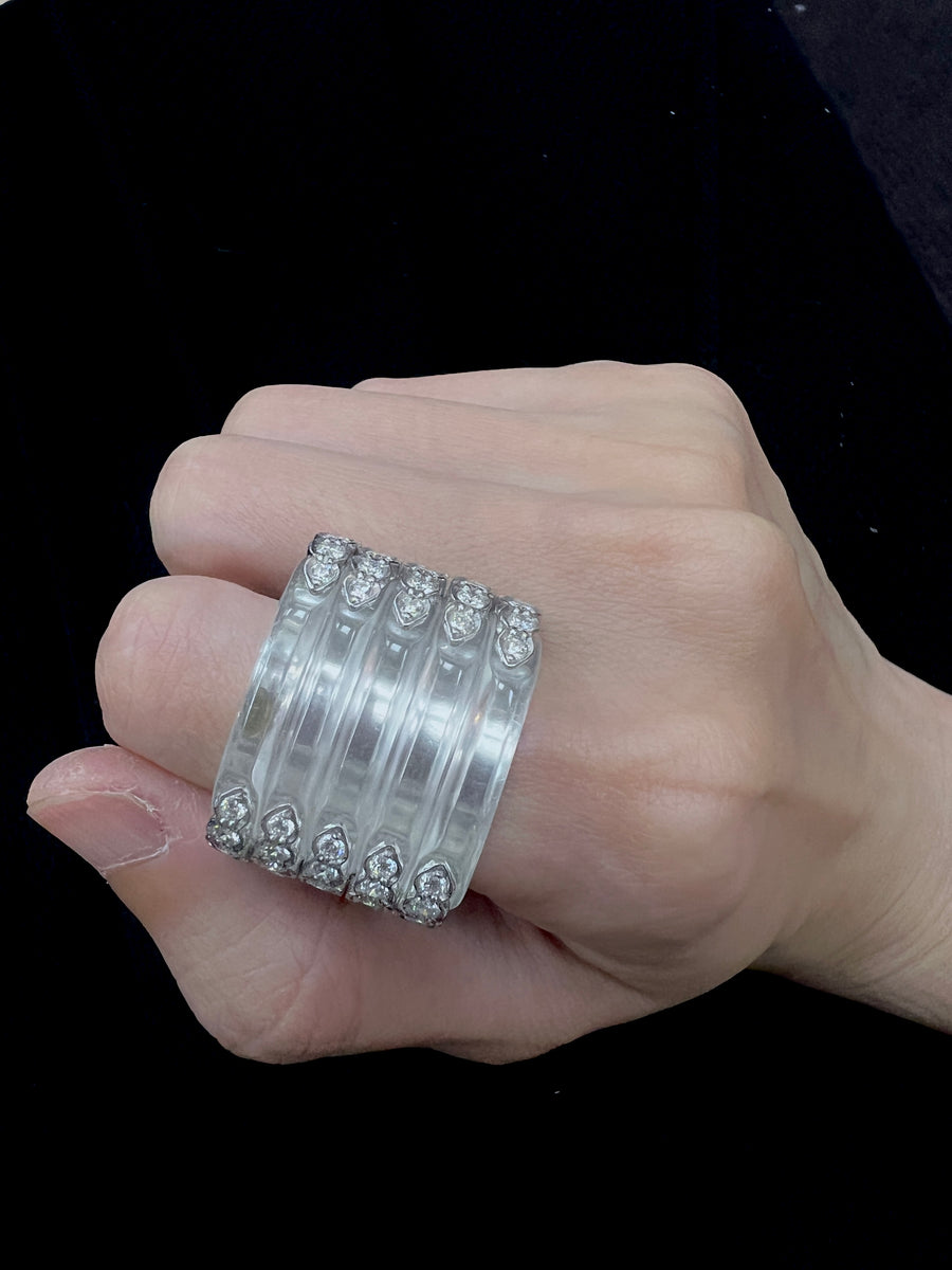 Valentin Magro Platinum, Rock Crystal and Diamond Ring
