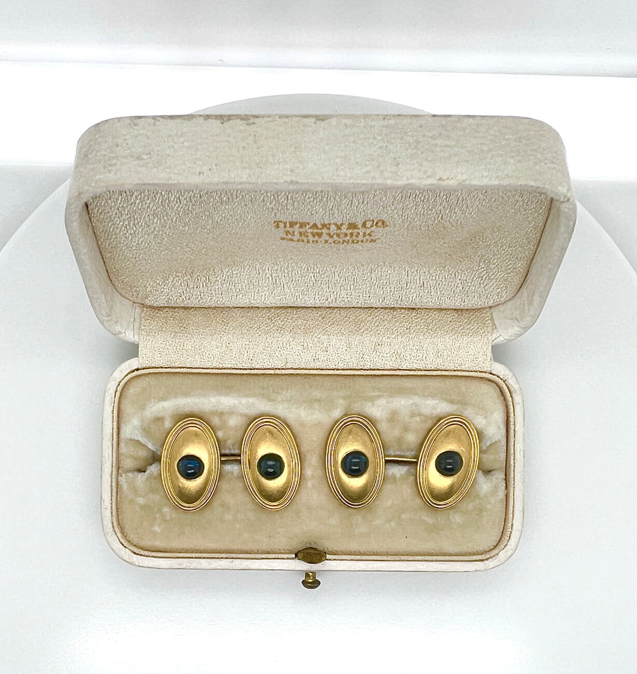 Tiffany & Co 18k Gold & Sapphire Cufflinks
