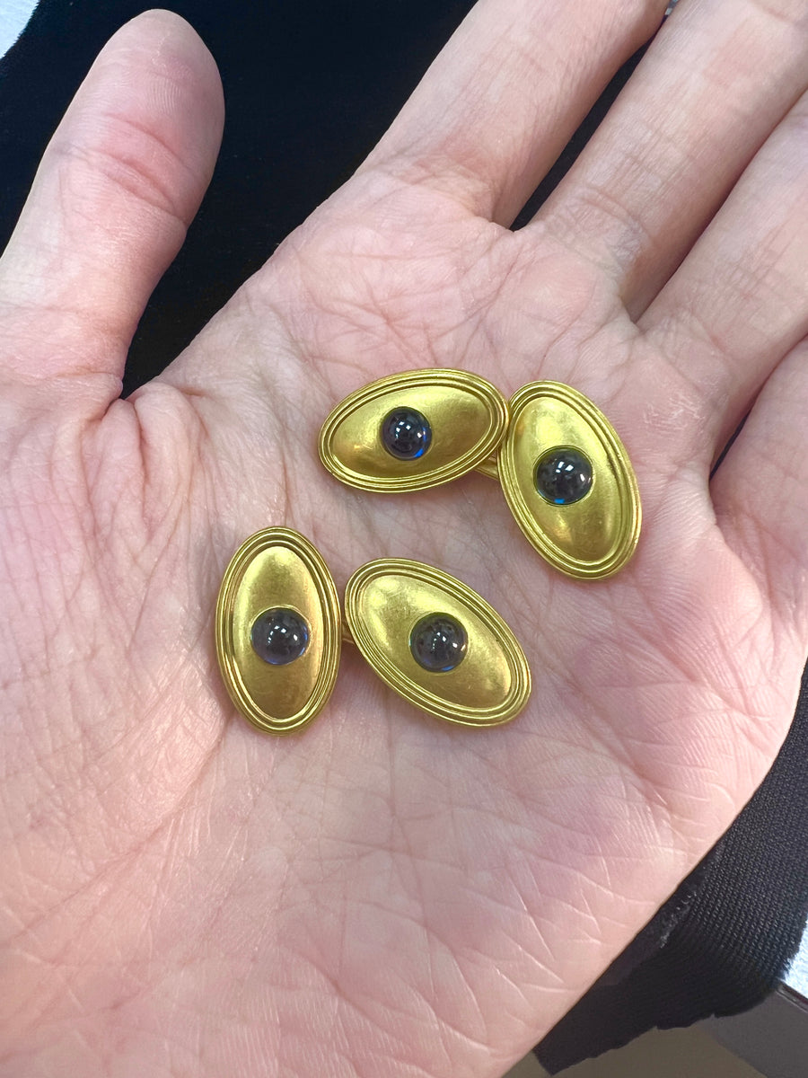 Tiffany & Co 18k Gold & Sapphire Cufflinks