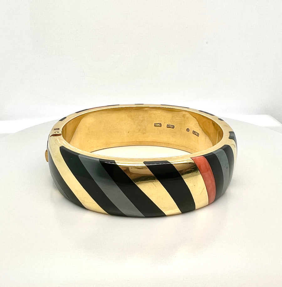 Tiffany & Co. 18k Yellow Gold Inlay Bangle Bracelet