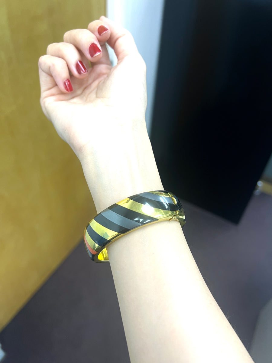 Tiffany & Co. 18k Yellow Gold Inlay Bangle Bracelet