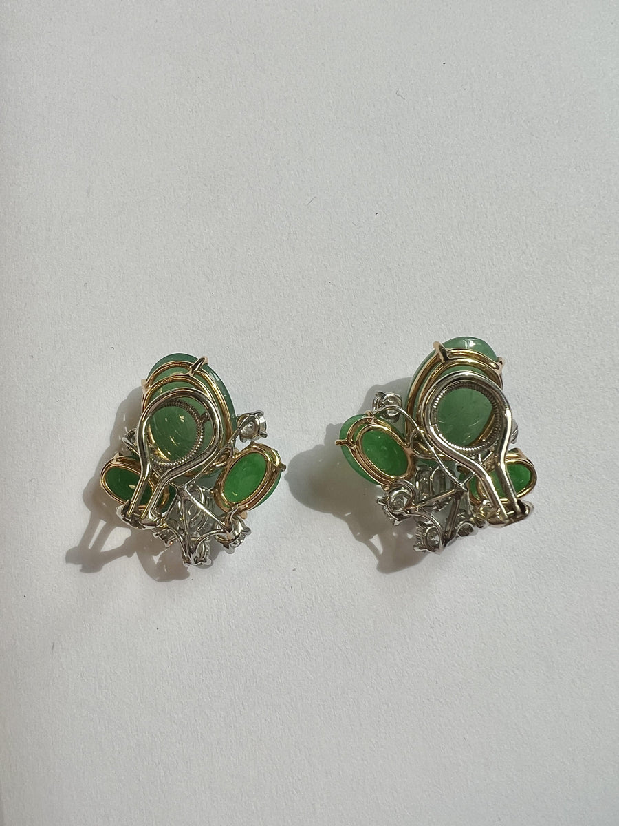 Oscar Heyman Jadeite and Diamonds Clip-on Earrings