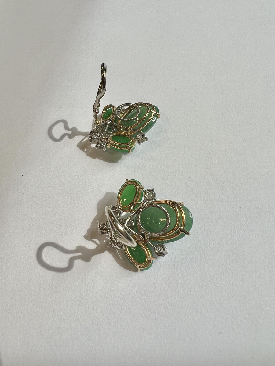 Oscar Heyman Jadeite and Diamonds Clip-on Earrings