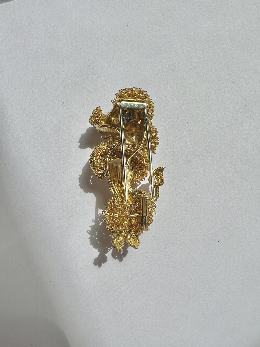 Gold Diamond Poodle Brooch