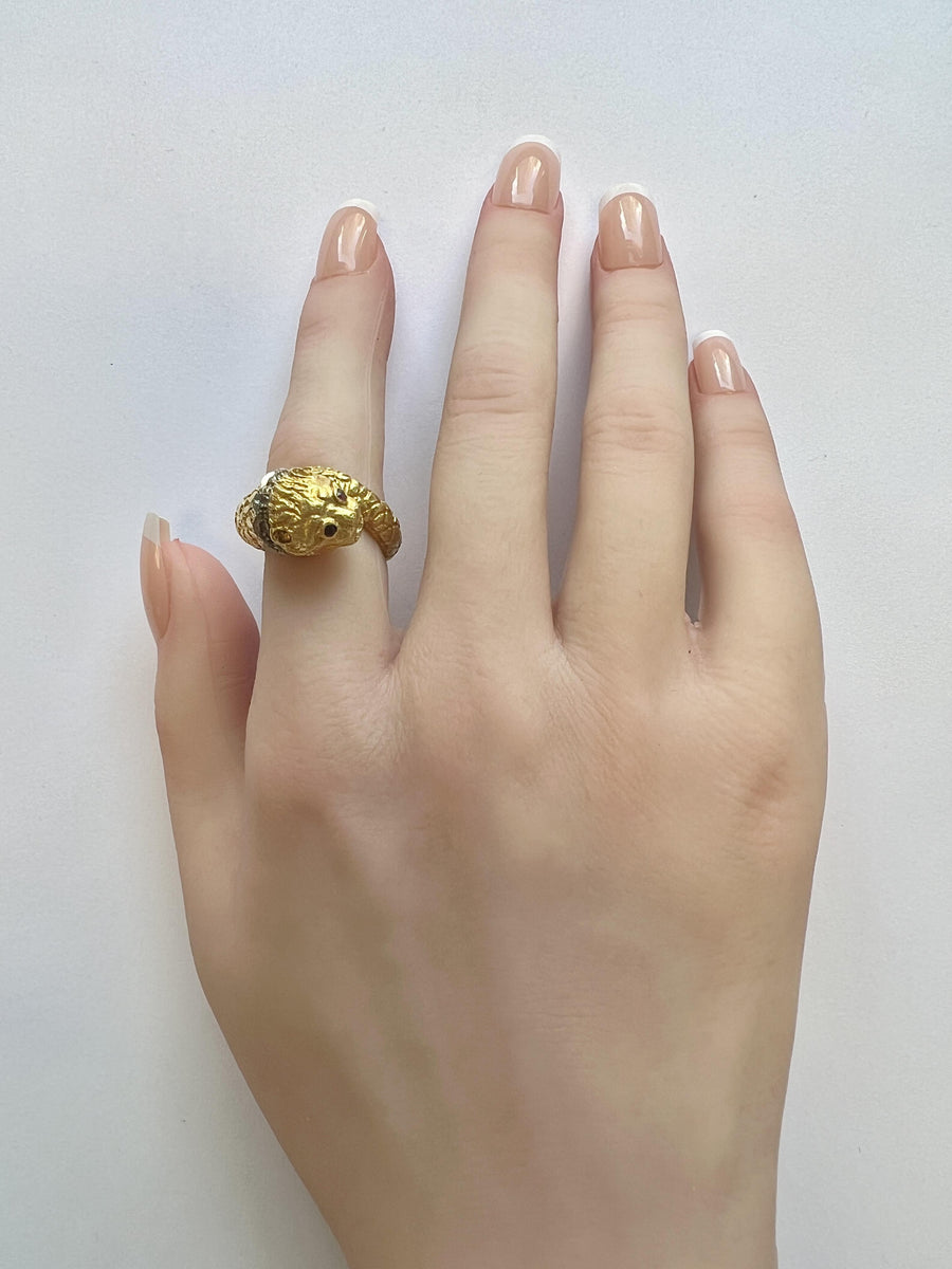 Lalaounis Greece Chimera Ruby Diamond Gold Ring