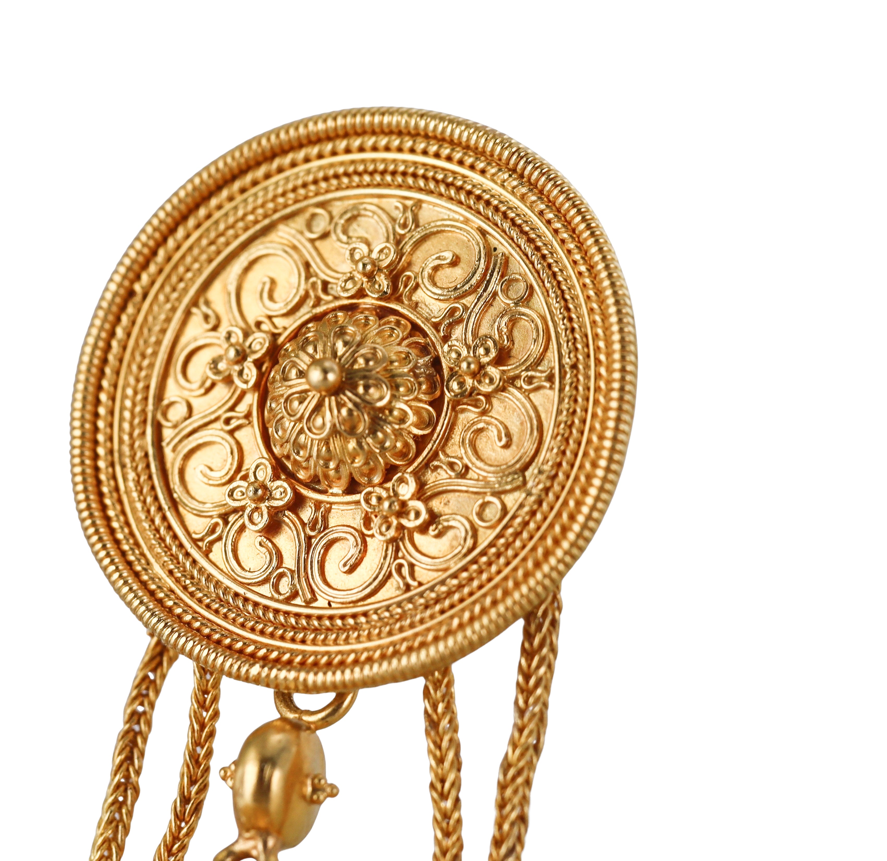Greek Etruscan Beading Gold Cherub Earrings