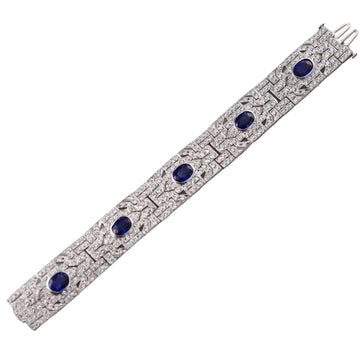 Impressive Platinum 12 Carats Ceylon Sapphire Diamond Bracelet