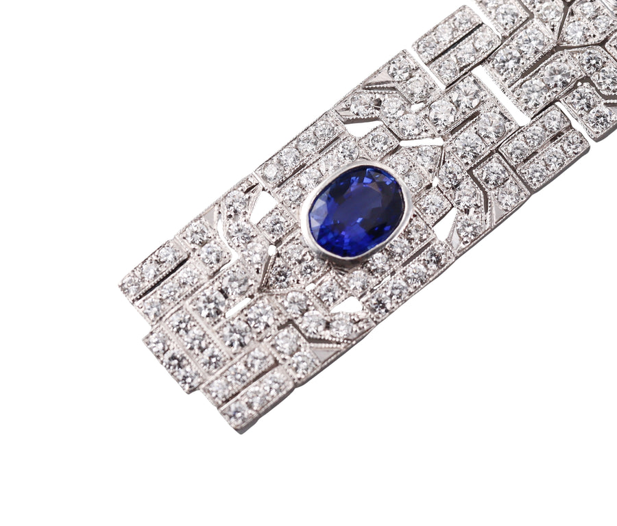 Impressive Platinum 12 Carats Ceylon Sapphire Diamond Bracelet