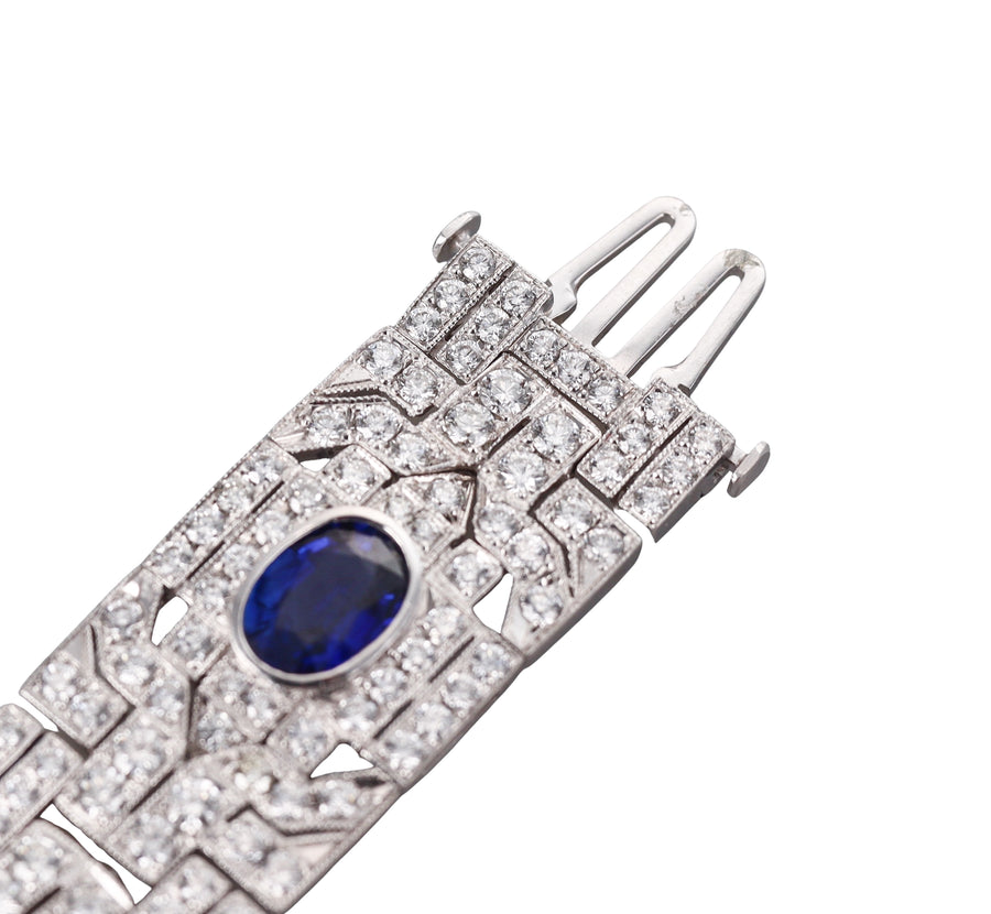 Impressive Platinum 12 Carats Ceylon Sapphire Diamond Bracelet