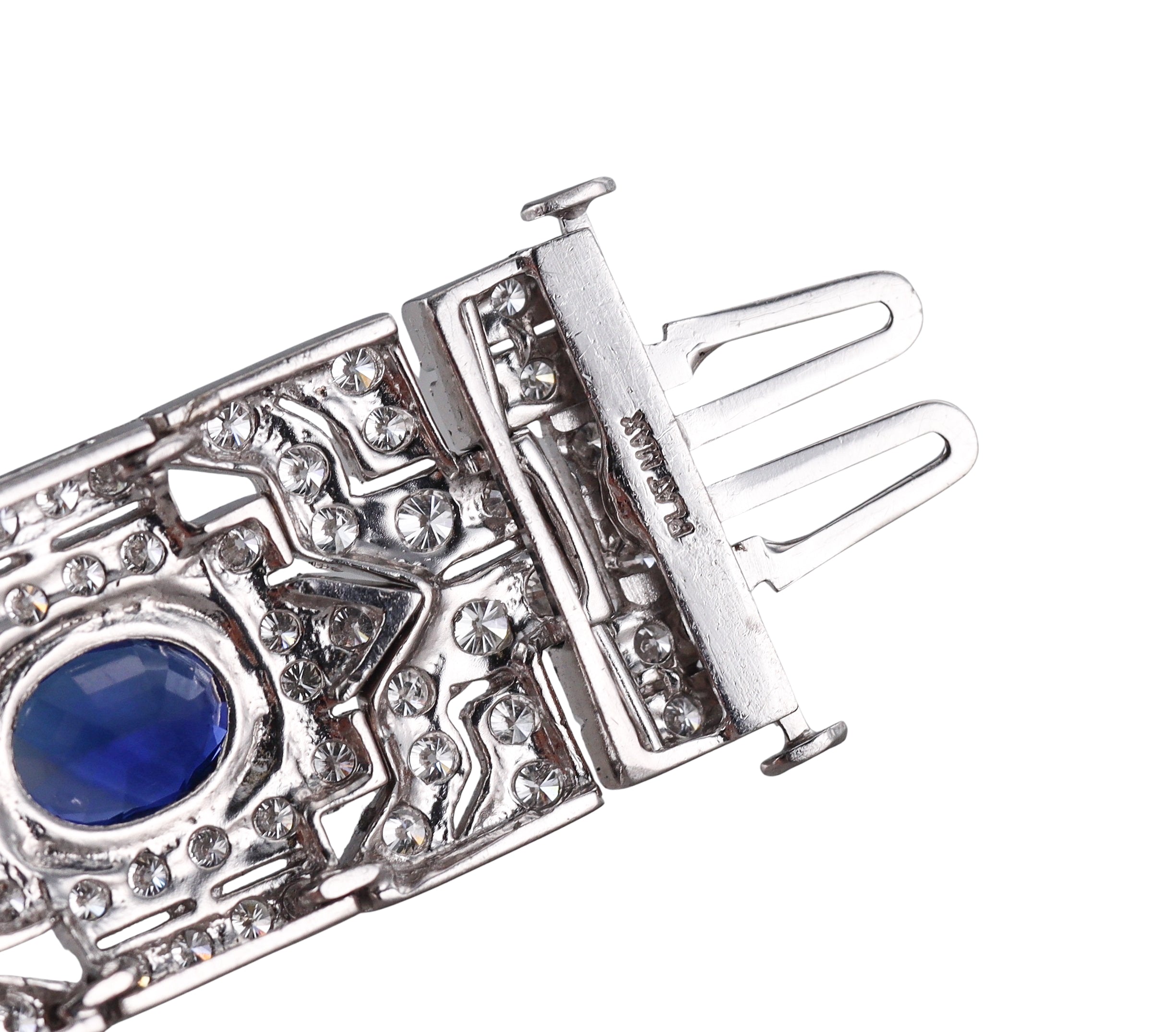 Impressive Platinum 12 Carats Ceylon Sapphire Diamond Bracelet