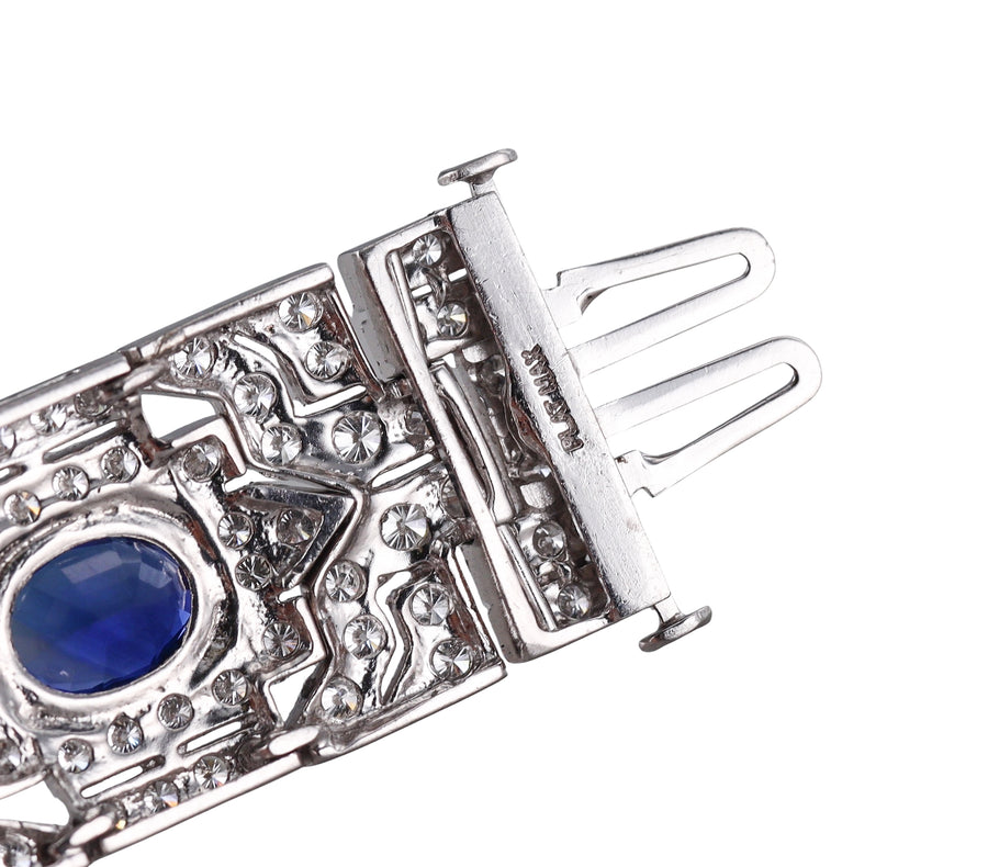 Impressive Platinum 12 Carats Ceylon Sapphire Diamond Bracelet