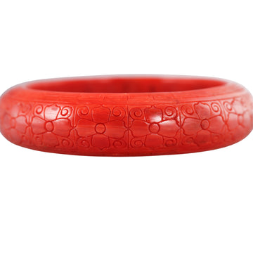 Carved Coral Bangle Bracelet