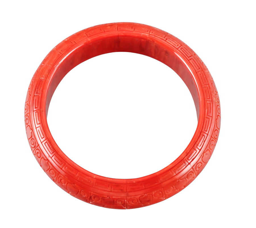 Carved Coral Bangle Bracelet