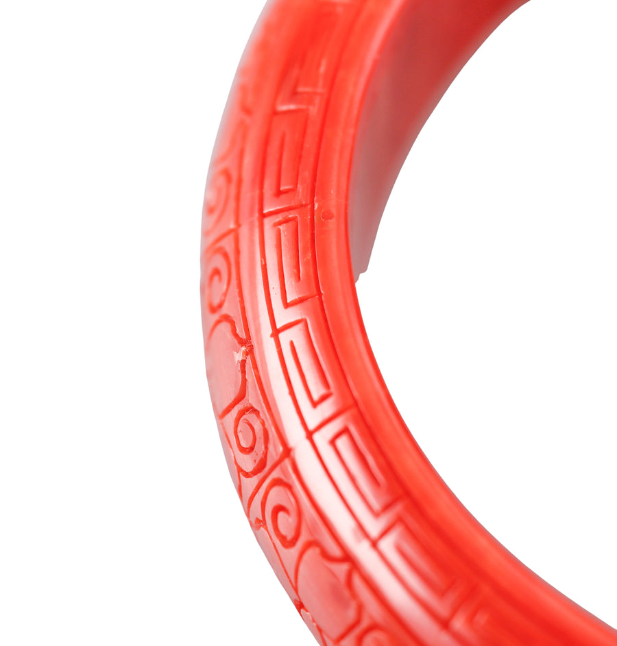 Carved Coral Bangle Bracelet