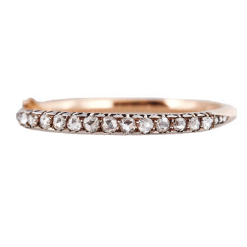 Antique Victorian French Rose Cut Diamond Gold Silver Bangle Bracelet