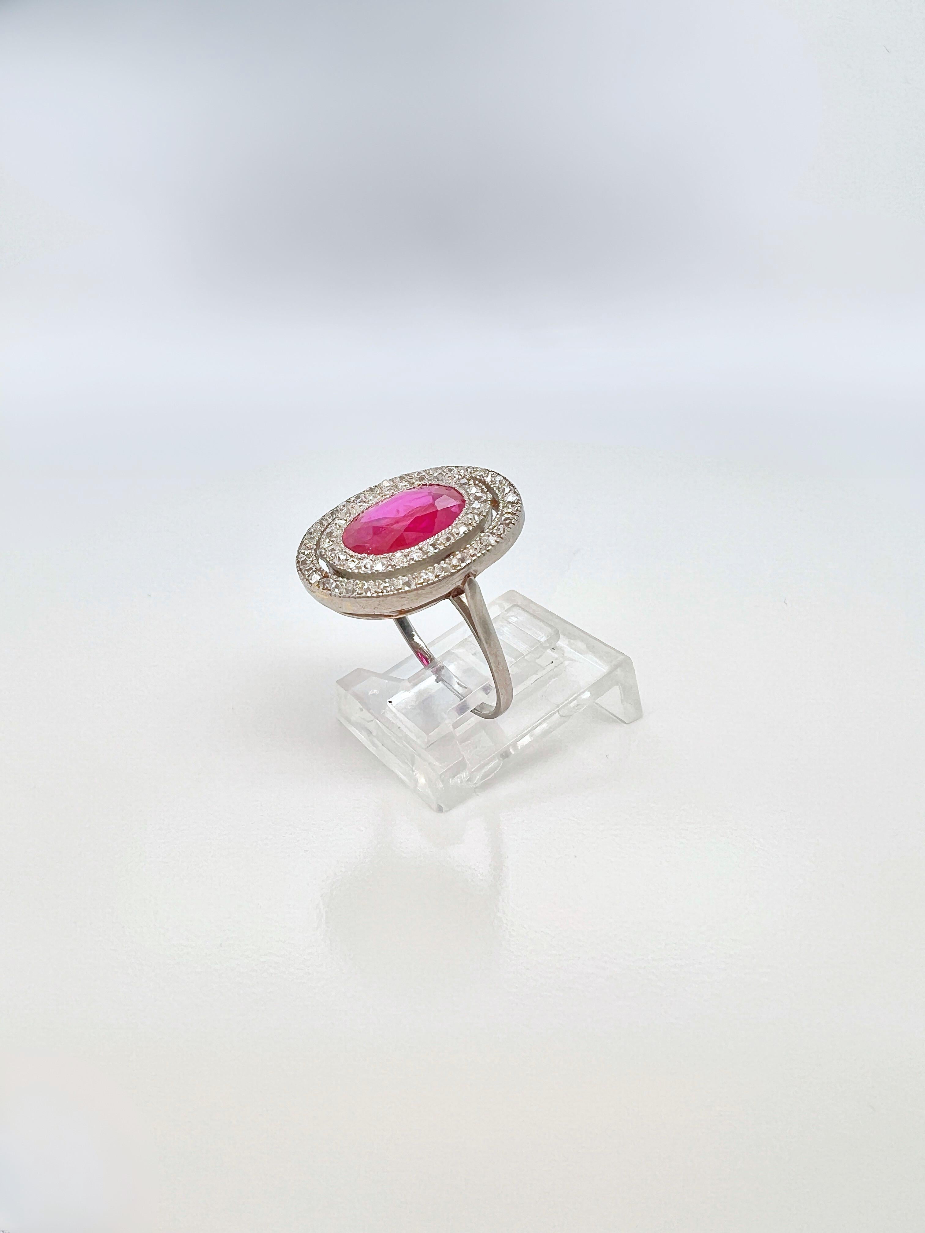 Art Deco Burma Ruby and Diamond Ring