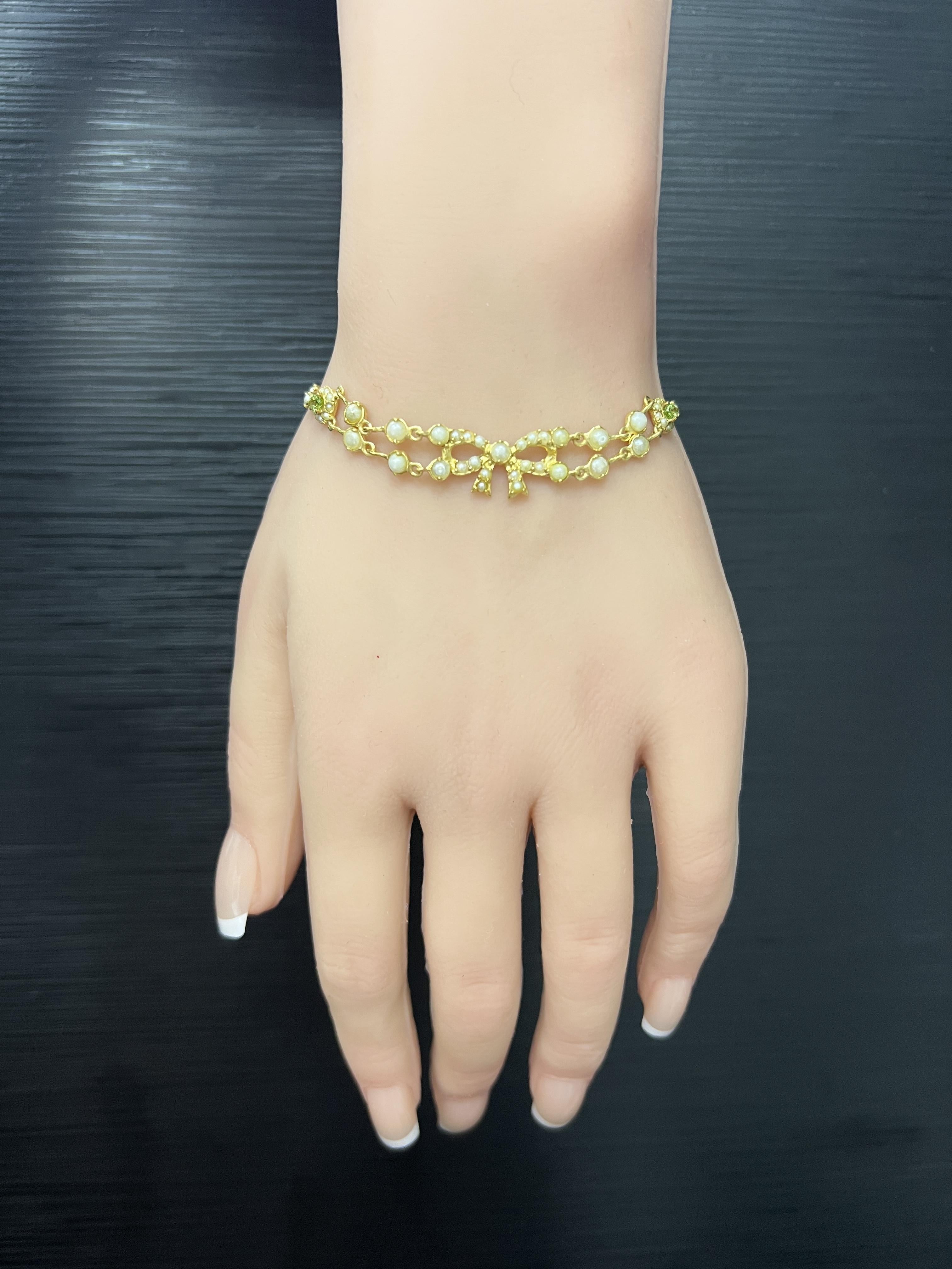 Victorian 18K Yellow Gold Seed Pearl Bracelet