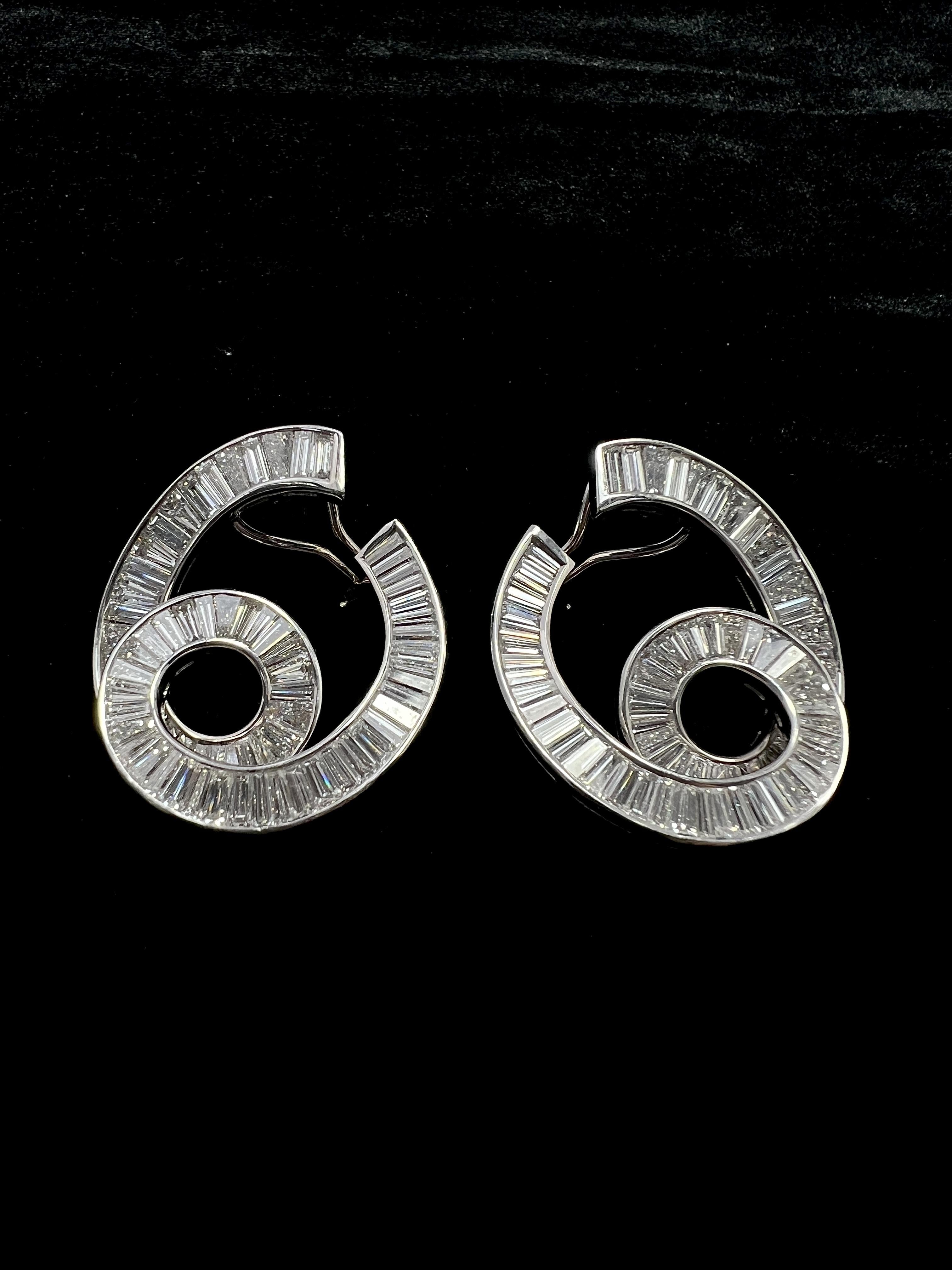 Pair of White Gold and Diamond Earrings