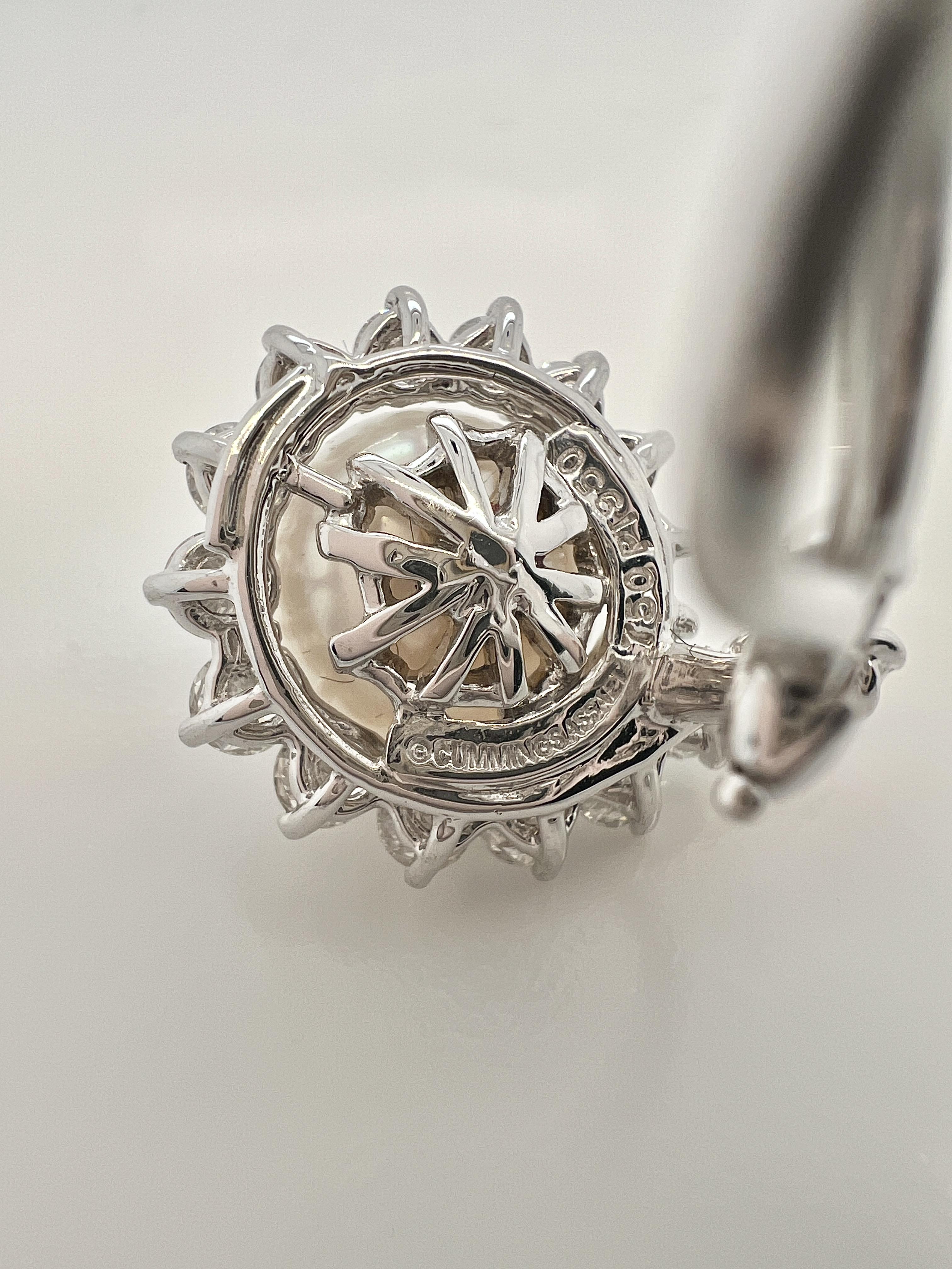 Angela Cummings For Assael Platinum, Cultured Pearl and Diamond Earclips