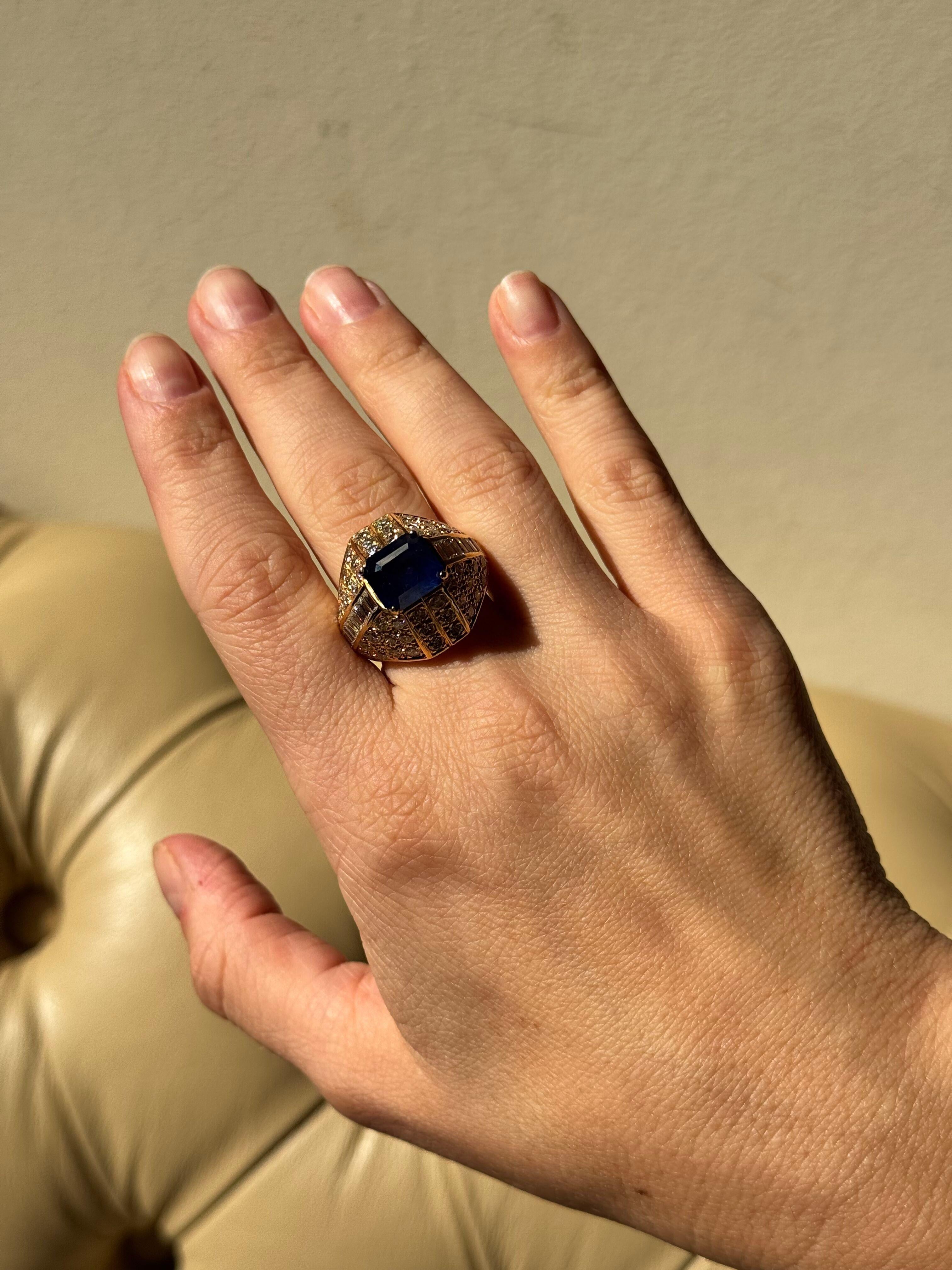5.72 carat Sapphire Diamond Gold Cocktail Ring