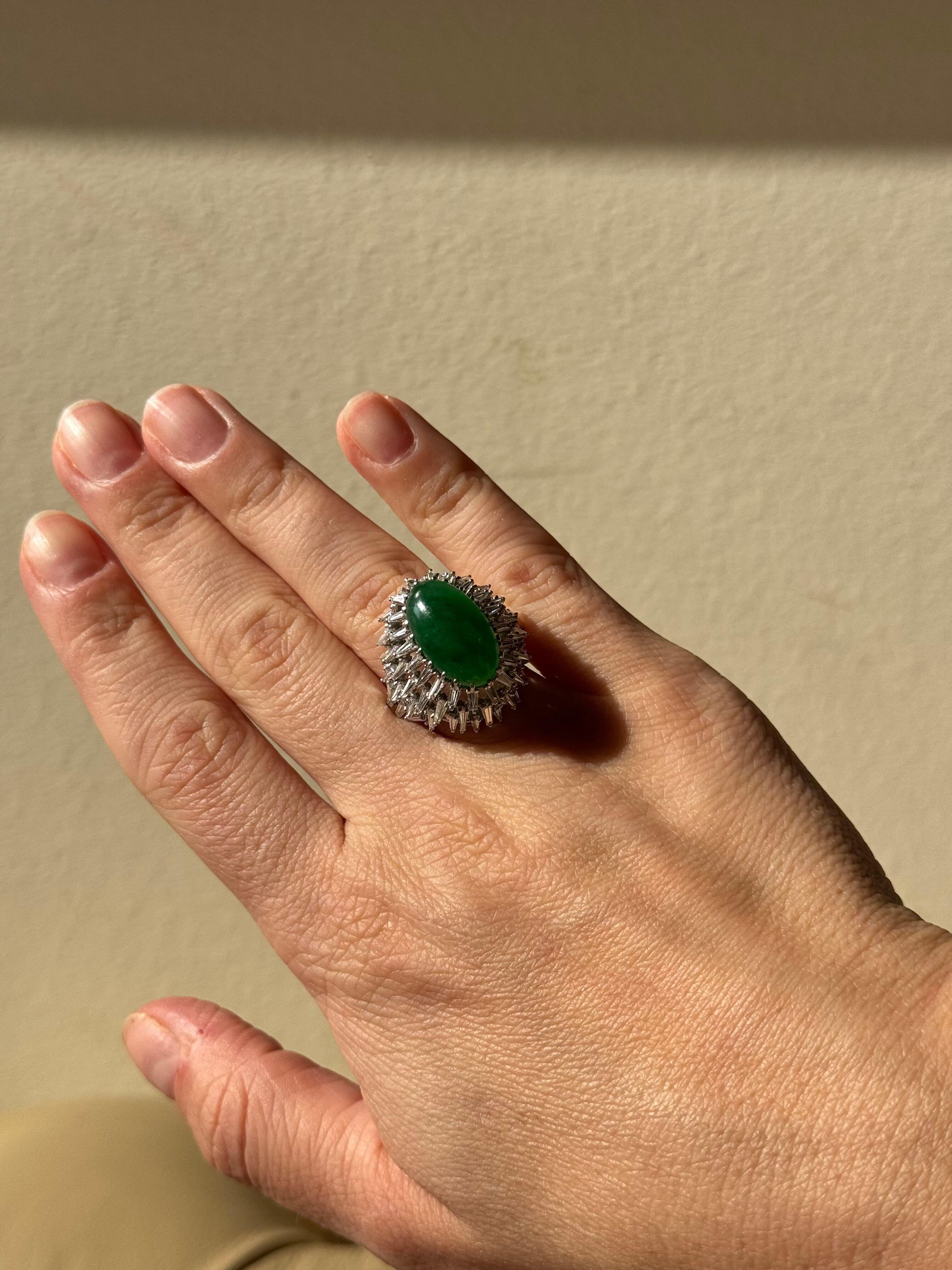 10.80 Carat Jade Diamond Platinum Cocktail Ring