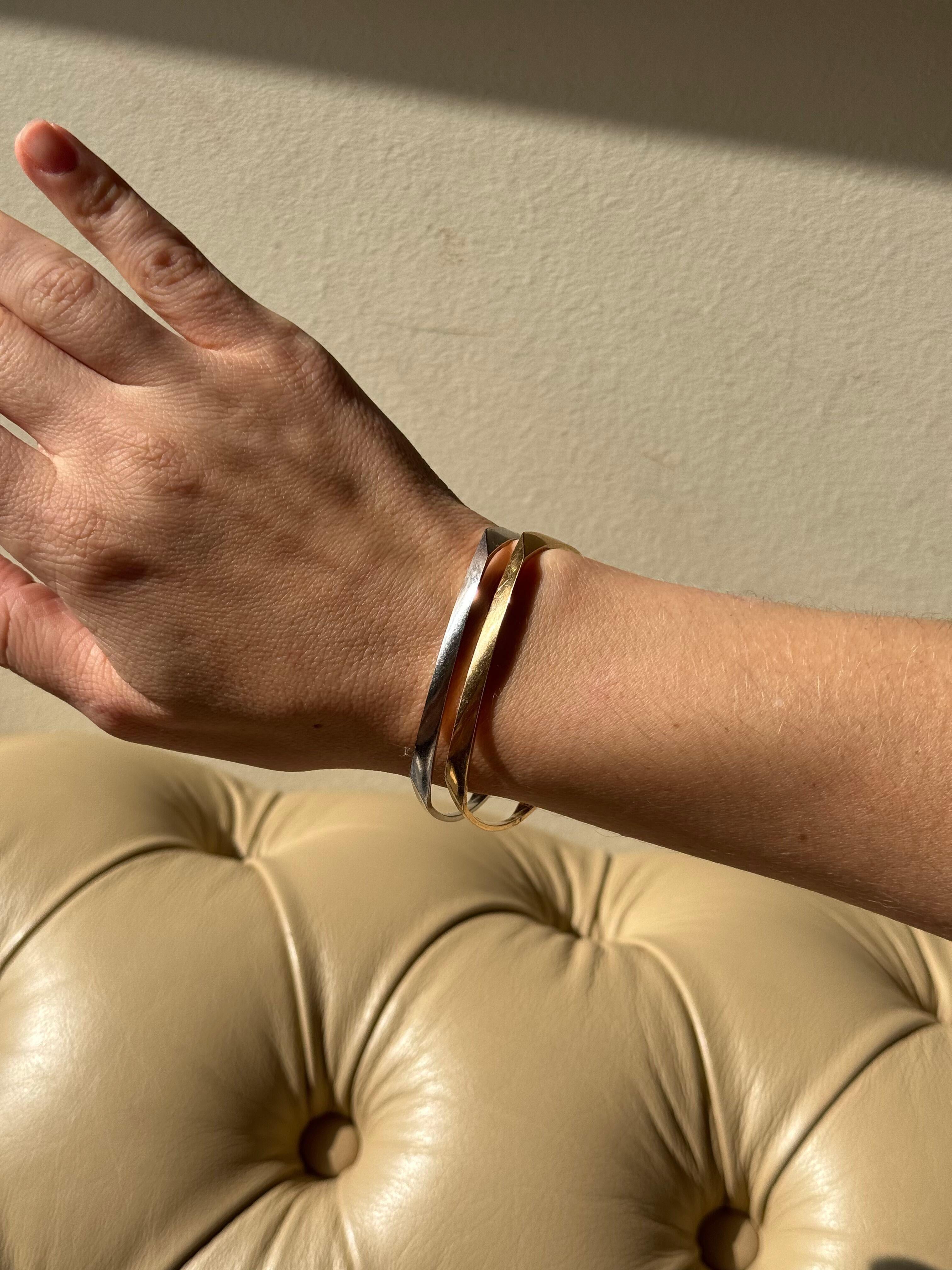 Tiffany & Co Gehry Torque White and Rose Gold Bangle Bracelet Set