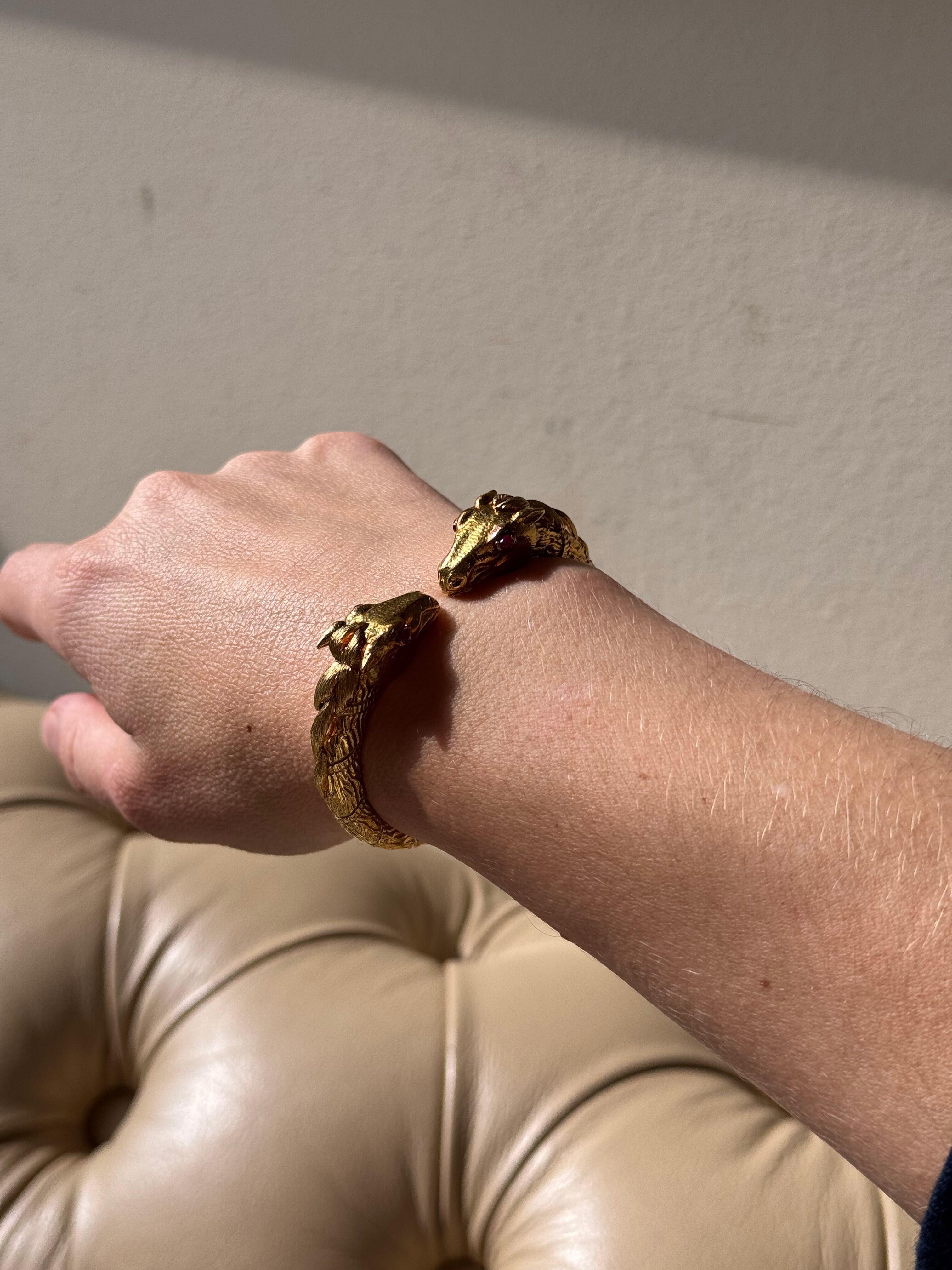 David Webb Ruby Gold Antelope Cuff Bracelet