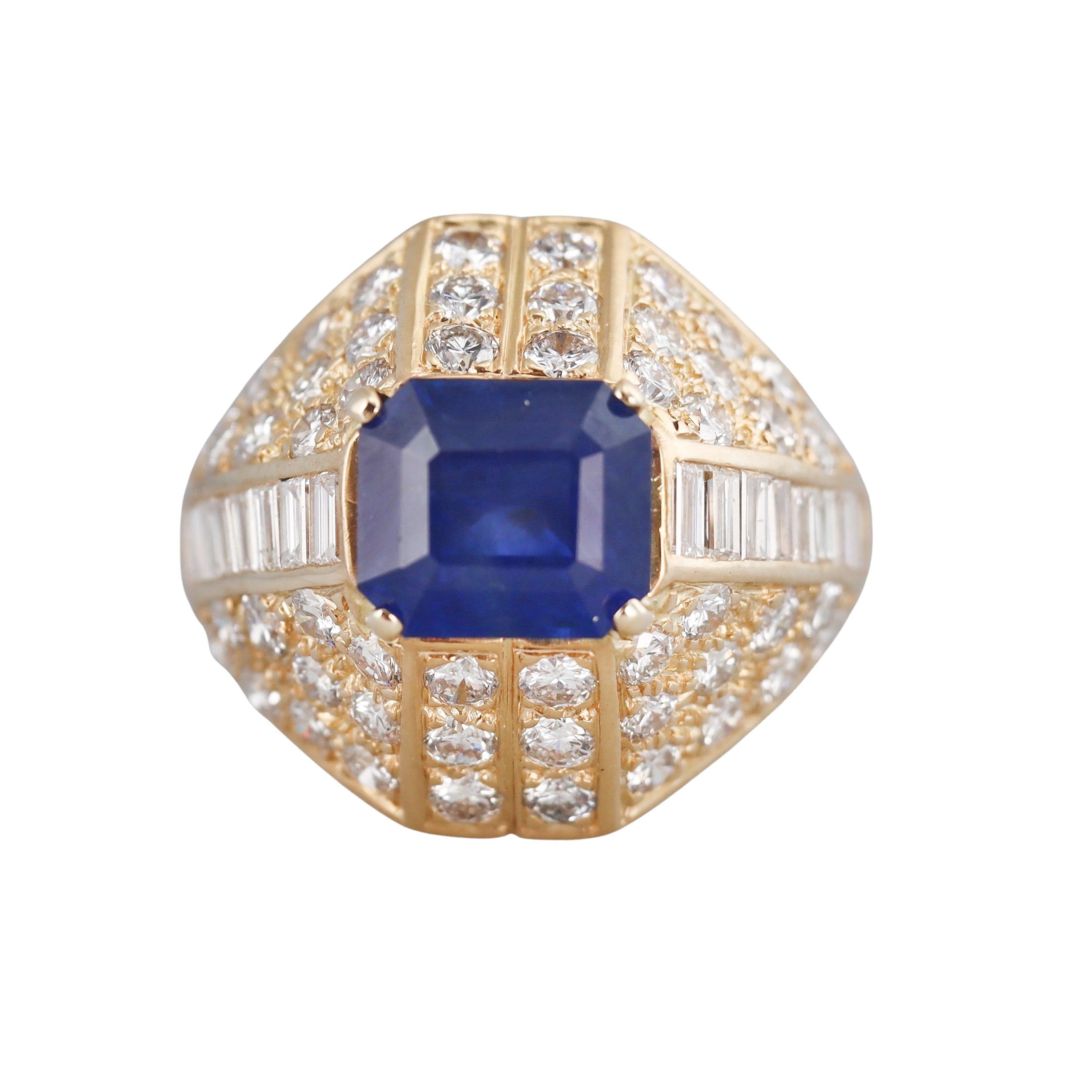 5.72 carat Sapphire Diamond Gold Cocktail Ring