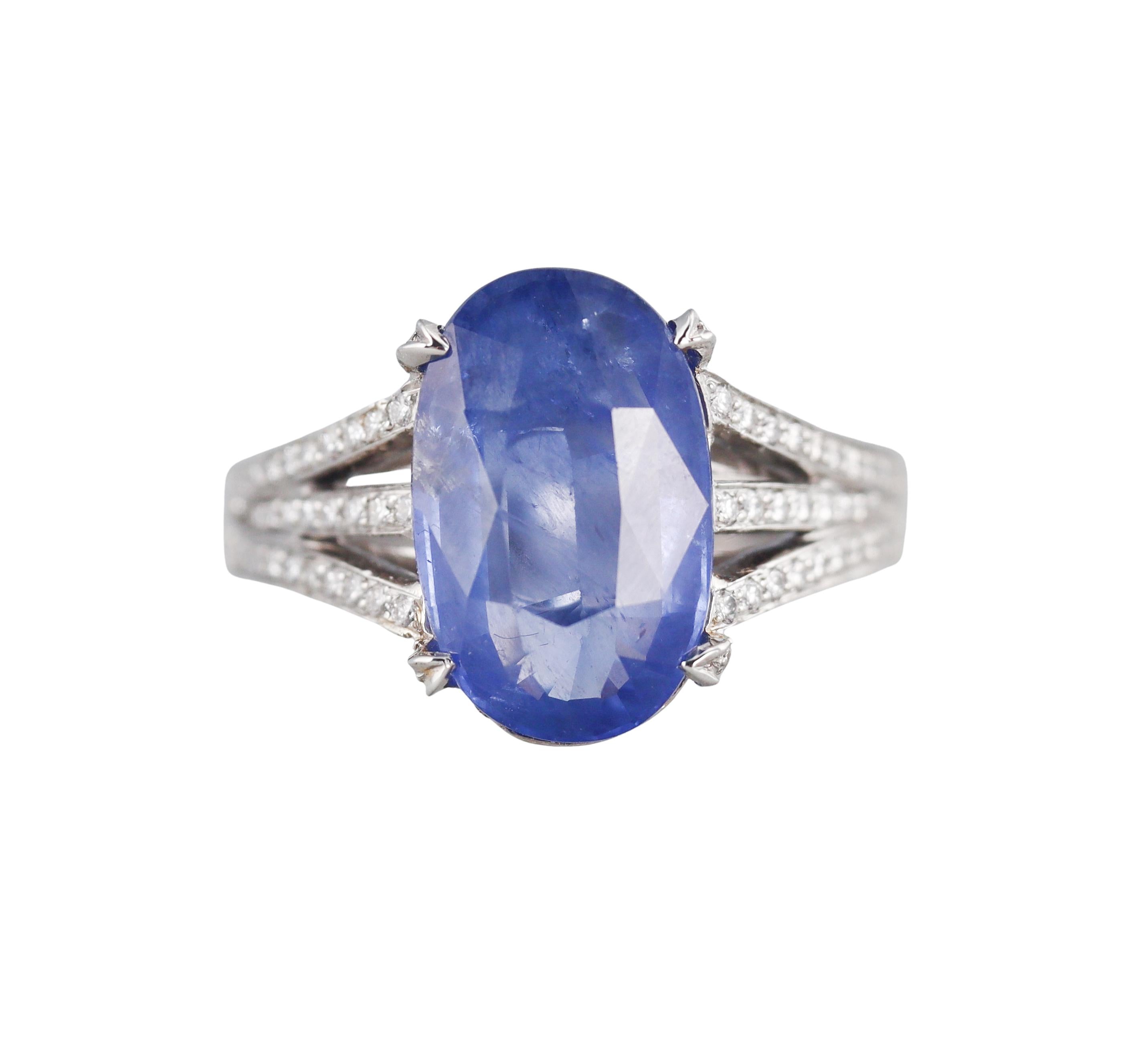 4.40 Carat Sapphire Diamond Platinum Ring