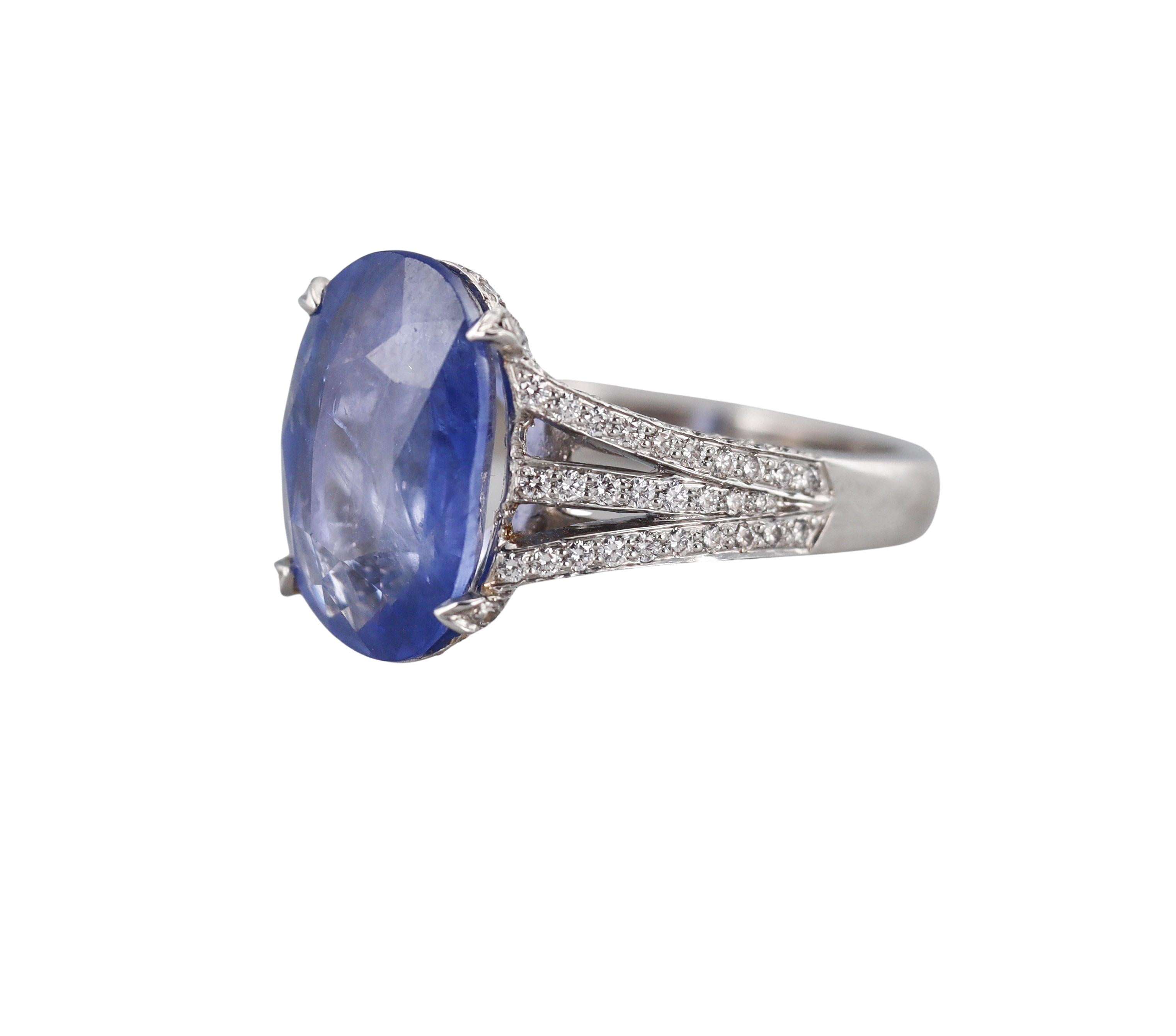 4.40 Carat Sapphire Diamond Platinum Ring