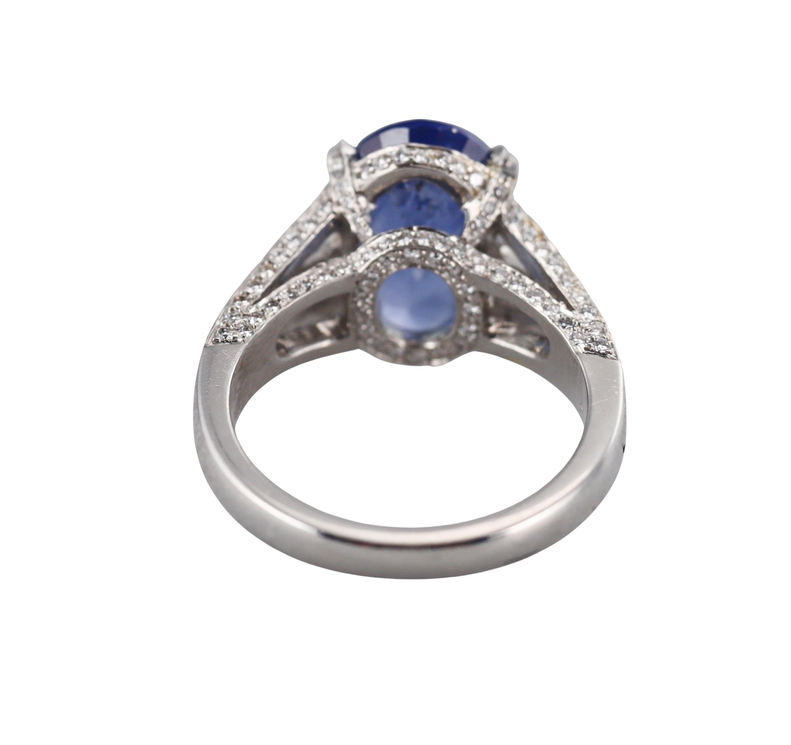 4.40 Carat Sapphire Diamond Platinum Ring