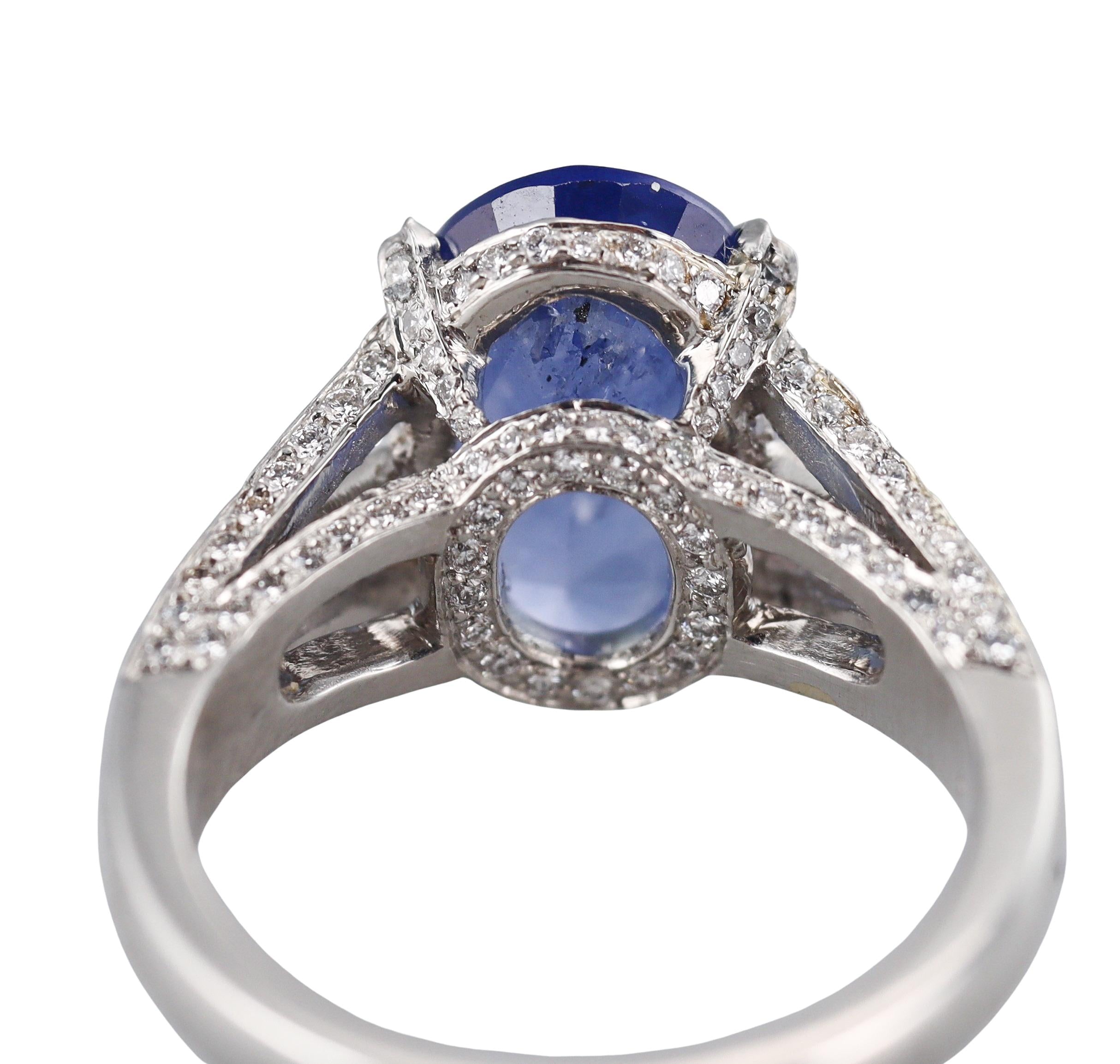 4.40 Carat Sapphire Diamond Platinum Ring