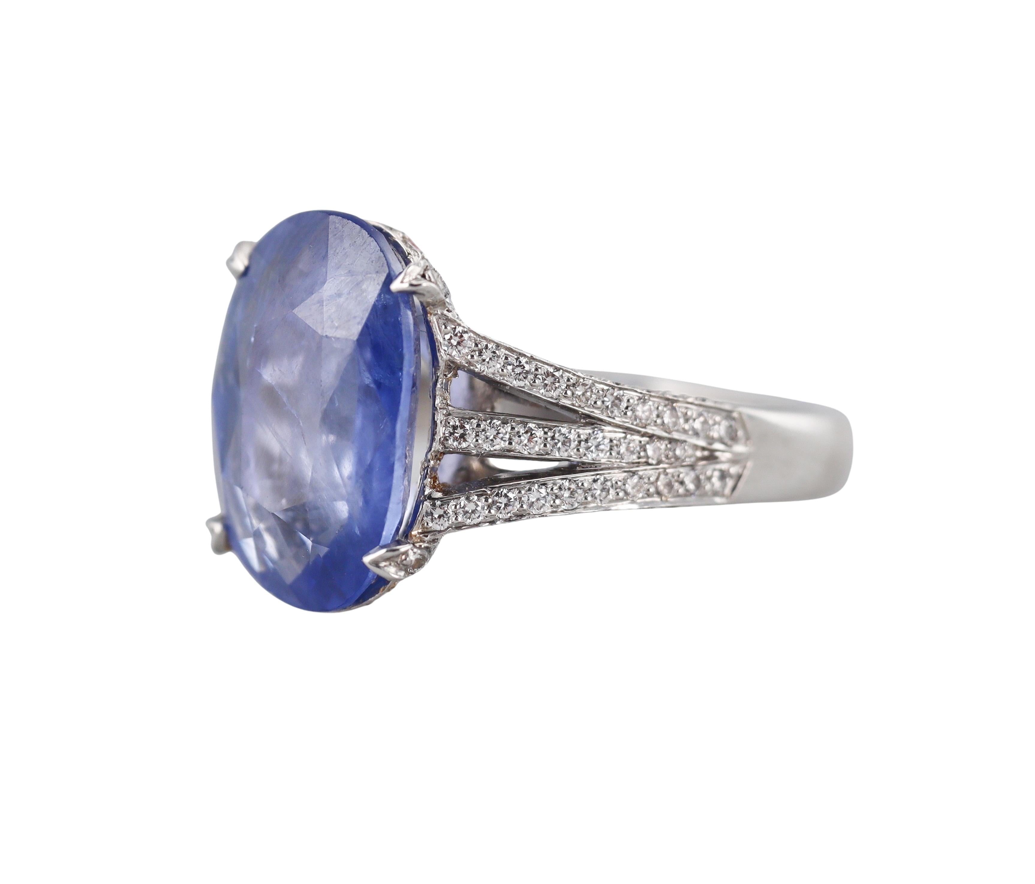 4.40 Carat Sapphire Diamond Platinum Ring