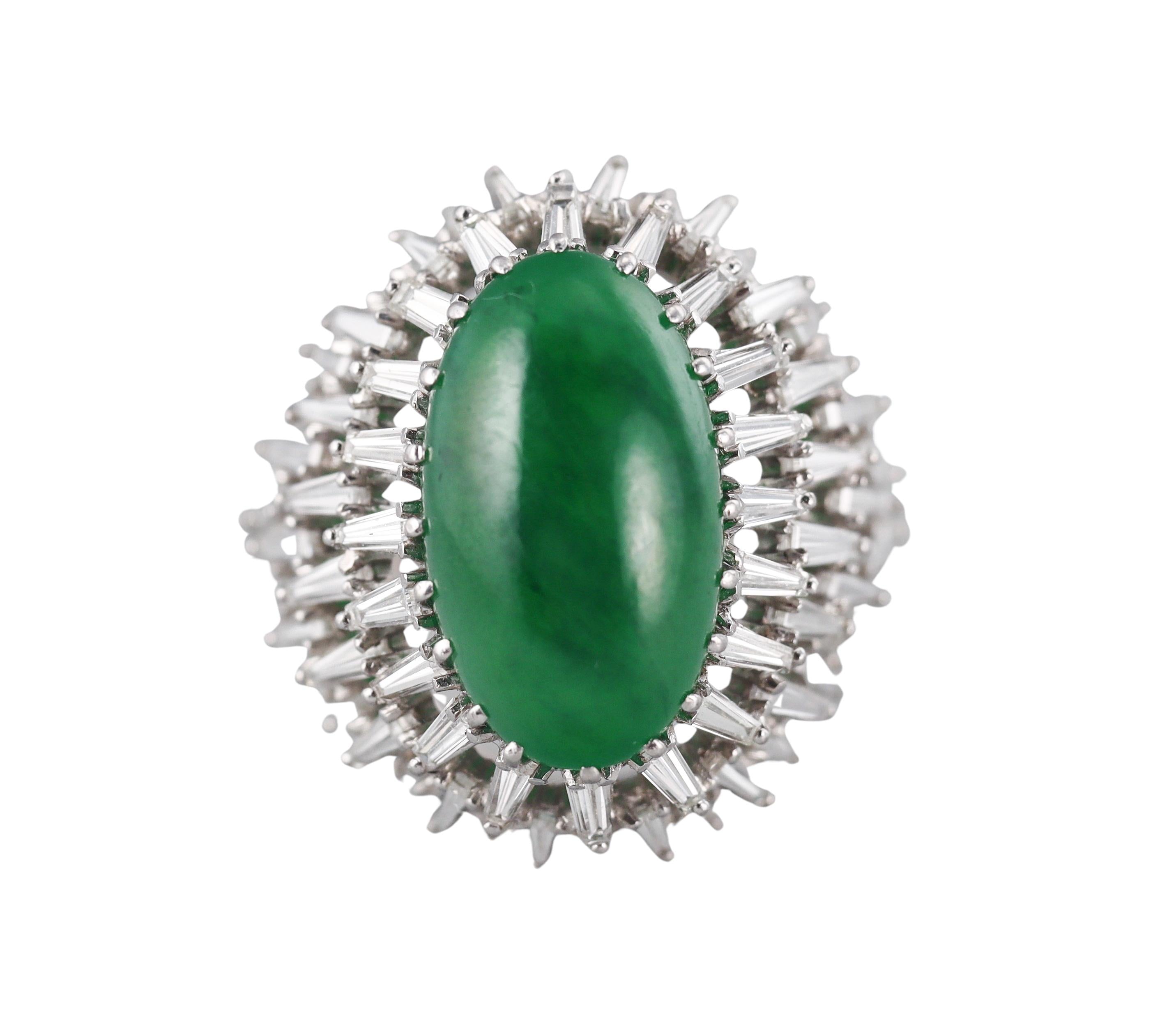 10.80 Carat Jade Diamond Platinum Cocktail Ring