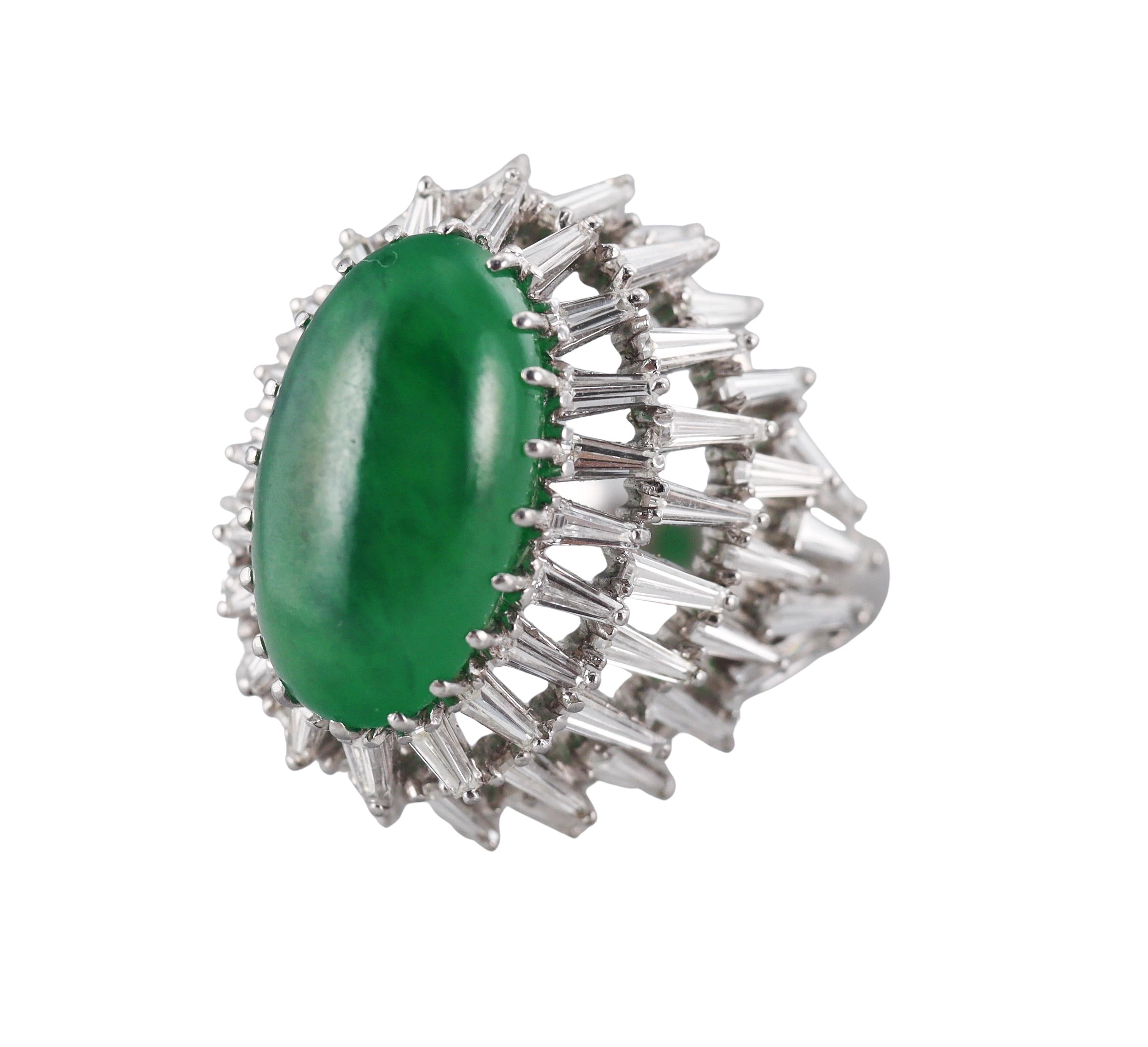 10.80 Carat Jade Diamond Platinum Cocktail Ring