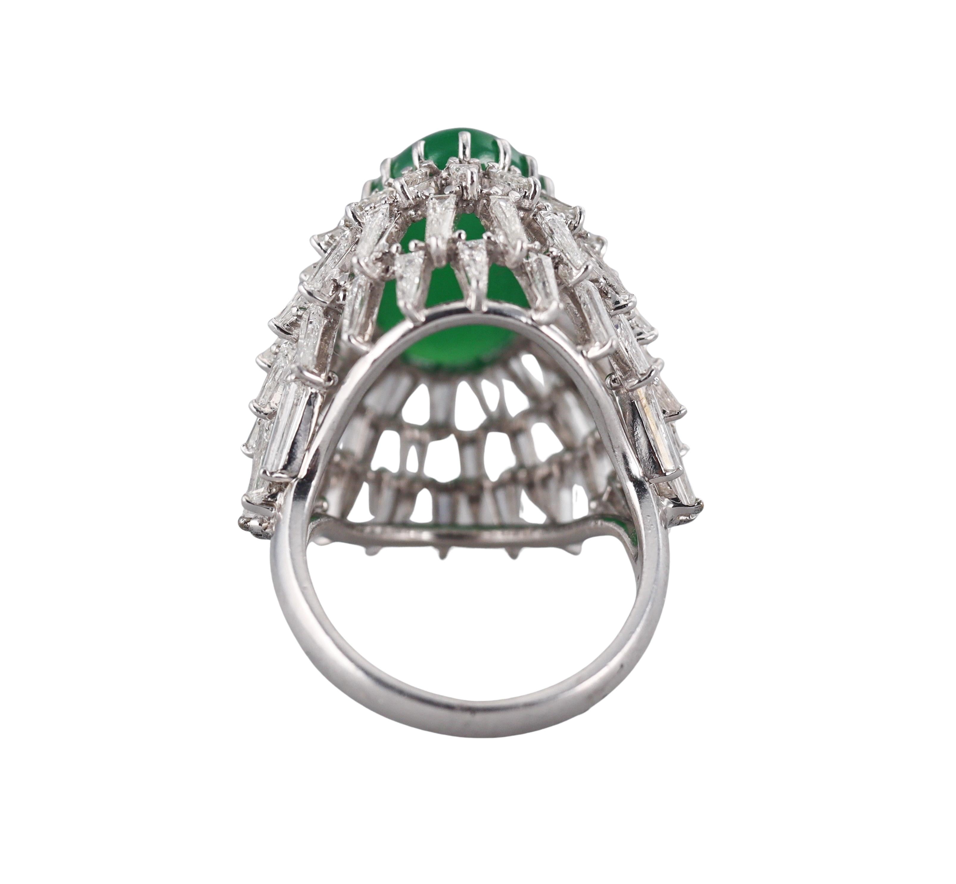 10.80 Carat Jade Diamond Platinum Cocktail Ring