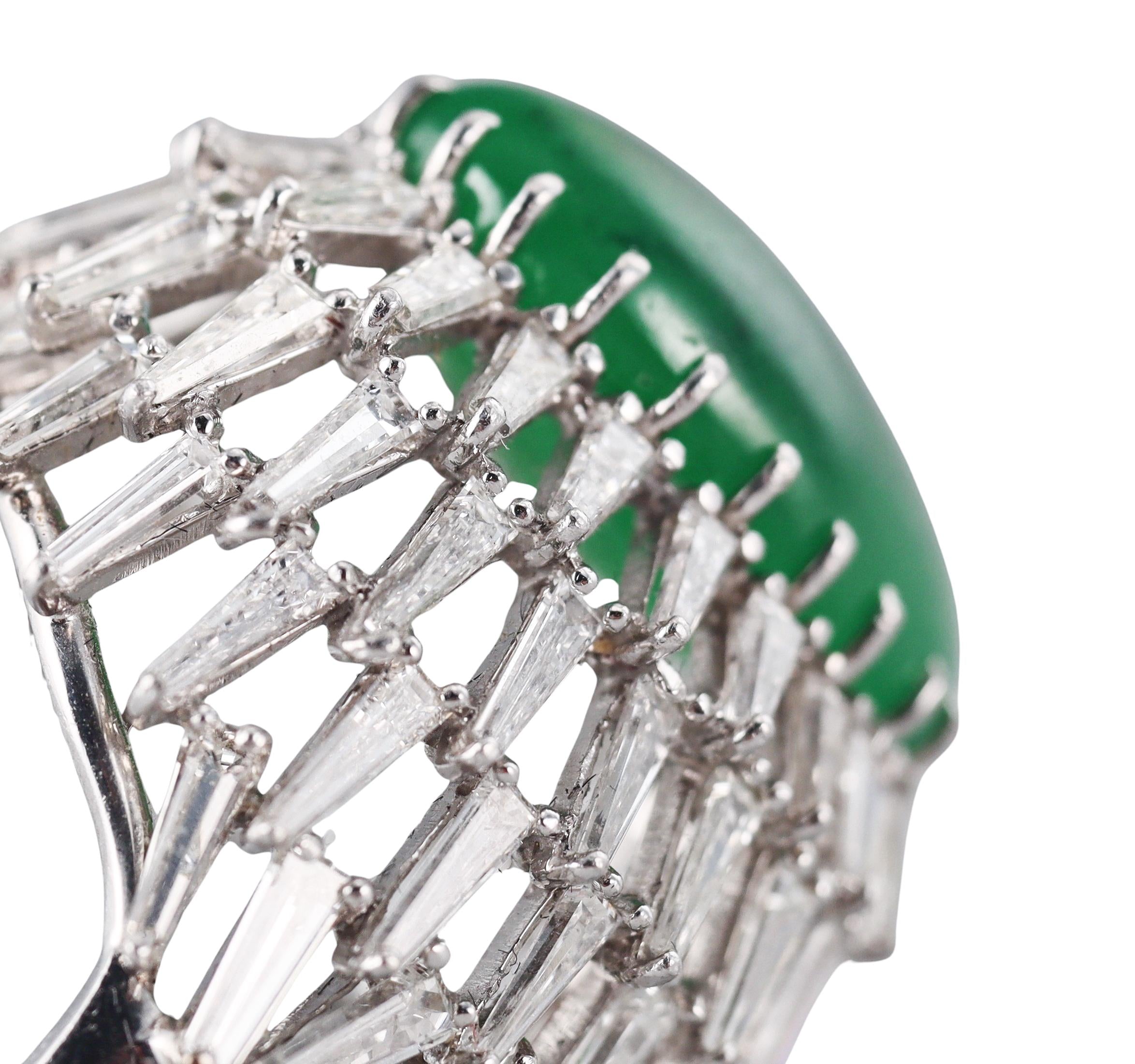 10.80 Carat Jade Diamond Platinum Cocktail Ring