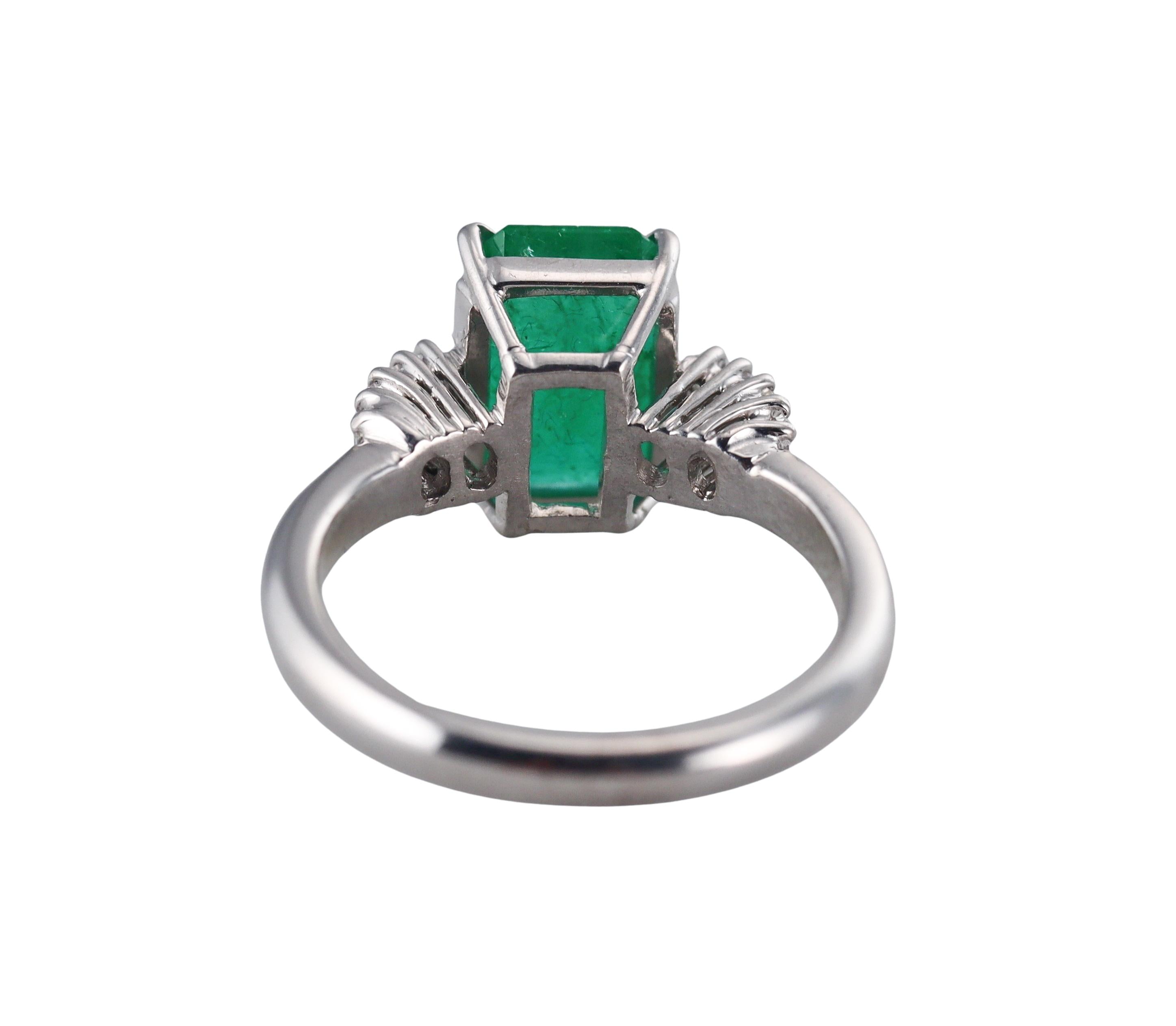 3.17 Carat Emerald Diamond Platinum Ring